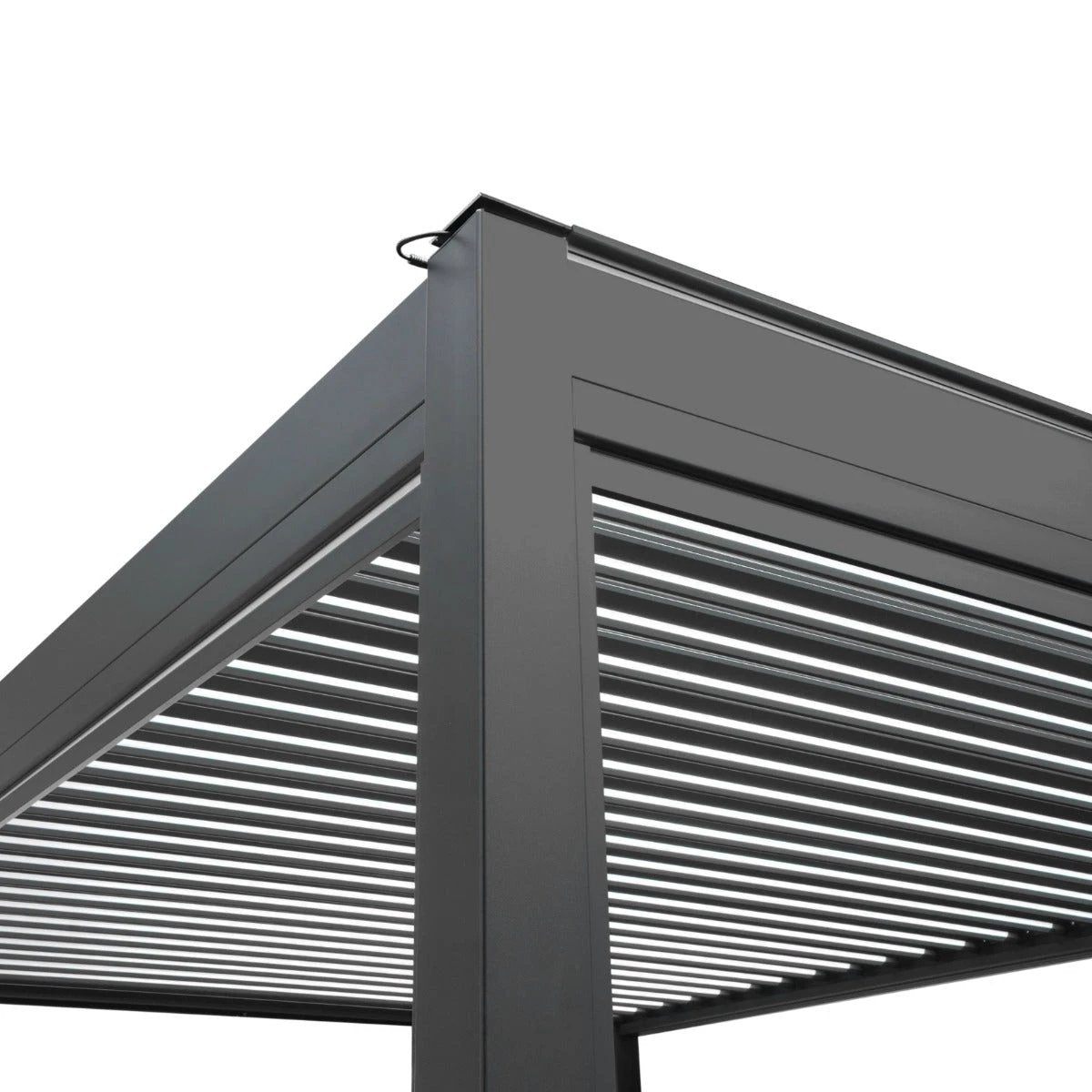 Monster Shop Anthracite Aluminium Pergola 3m x 3m With White Blinds And LED Lights For Outdoor Living - Uncategorized Gazebos