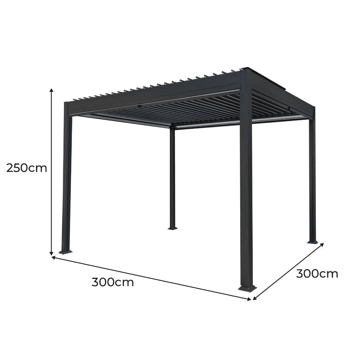 Monster Shop Anthracite Aluminium Pergola 3m x 3m With White Blinds And LED Lights For Outdoor Living - Uncategorized Gazebos