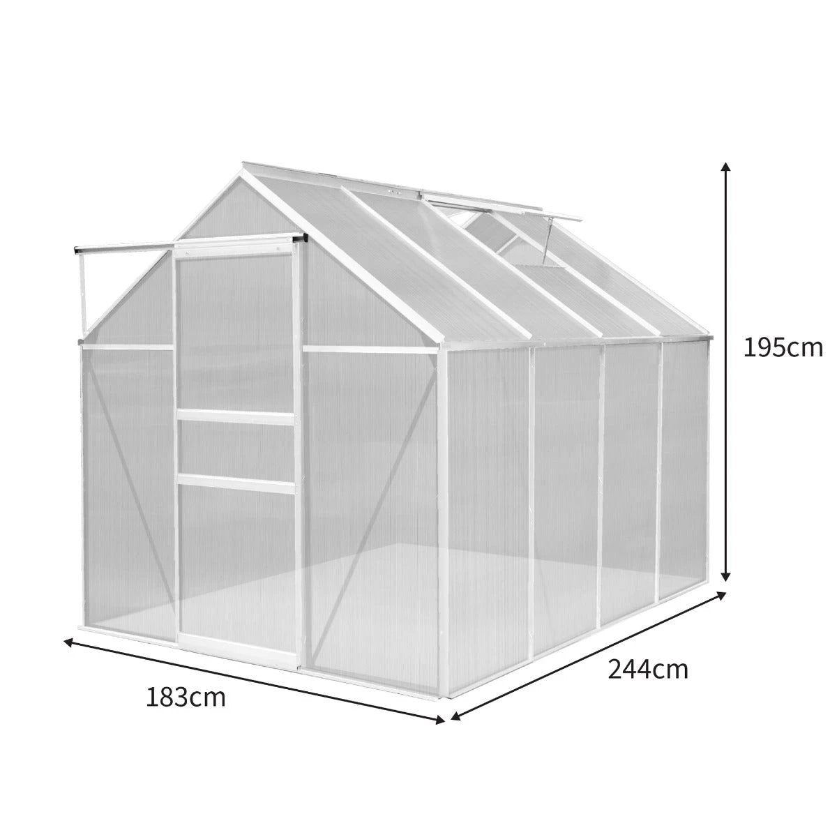 Polycarbonate Greenhouse 6ft x 8ft – Silver by Monster Shop