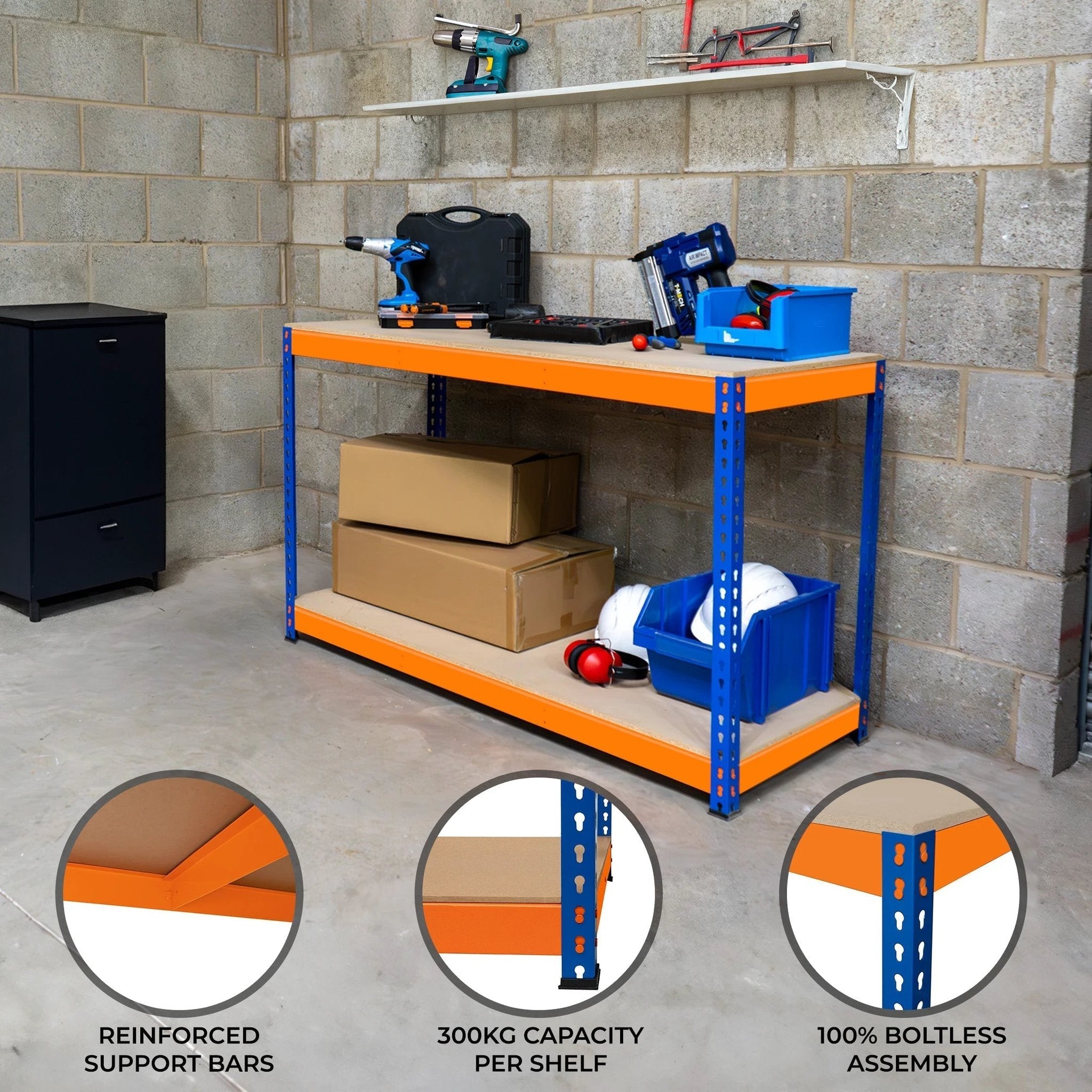 Monster Shop S-Rax 2 Tier Workbench - 120cm x 45cm x 90cm -