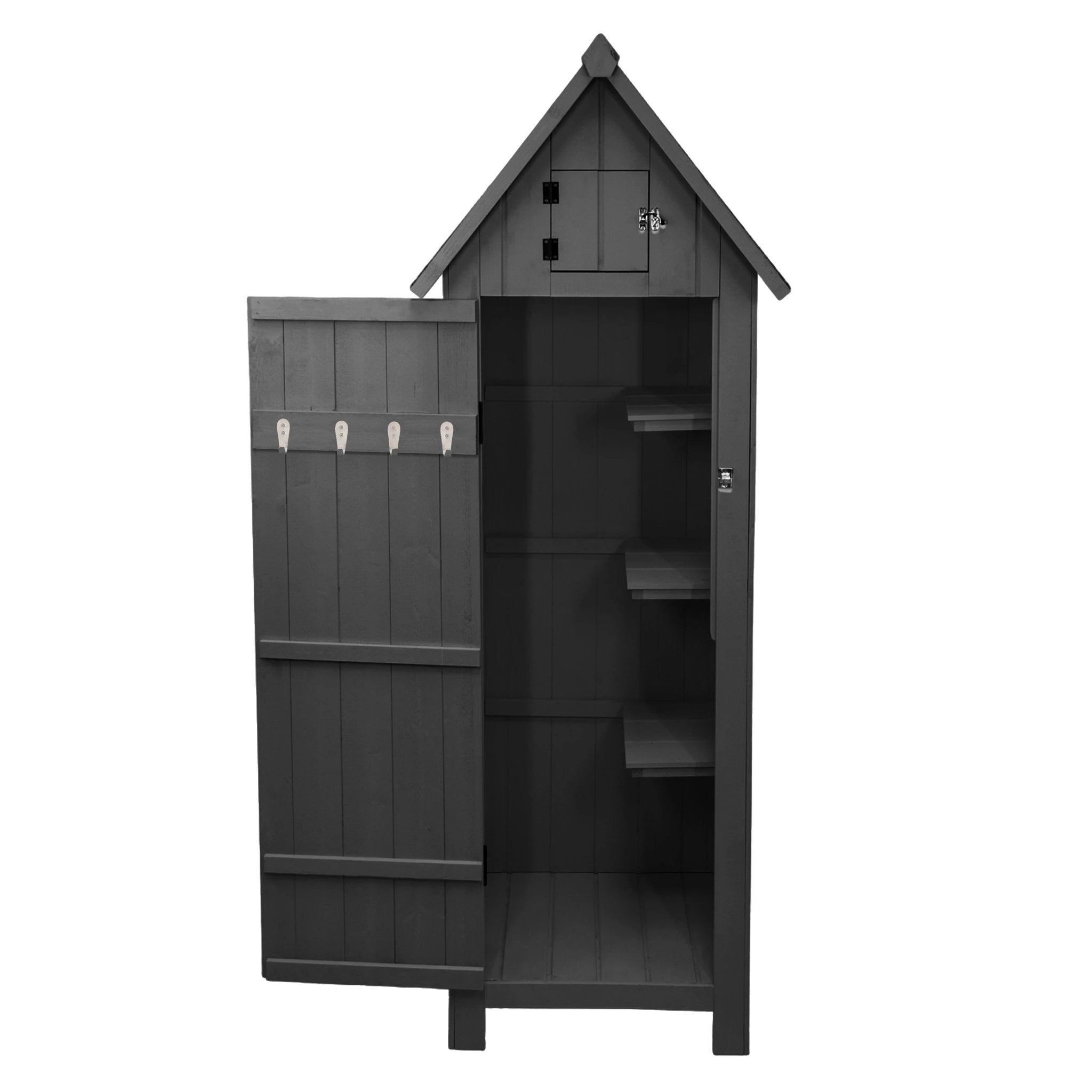 Monster Shop Premium Wooden Garden Shed Narrow Tall Three Corner Shelves Dark Grey For Garden Tools - Uncategorized Garden Shed