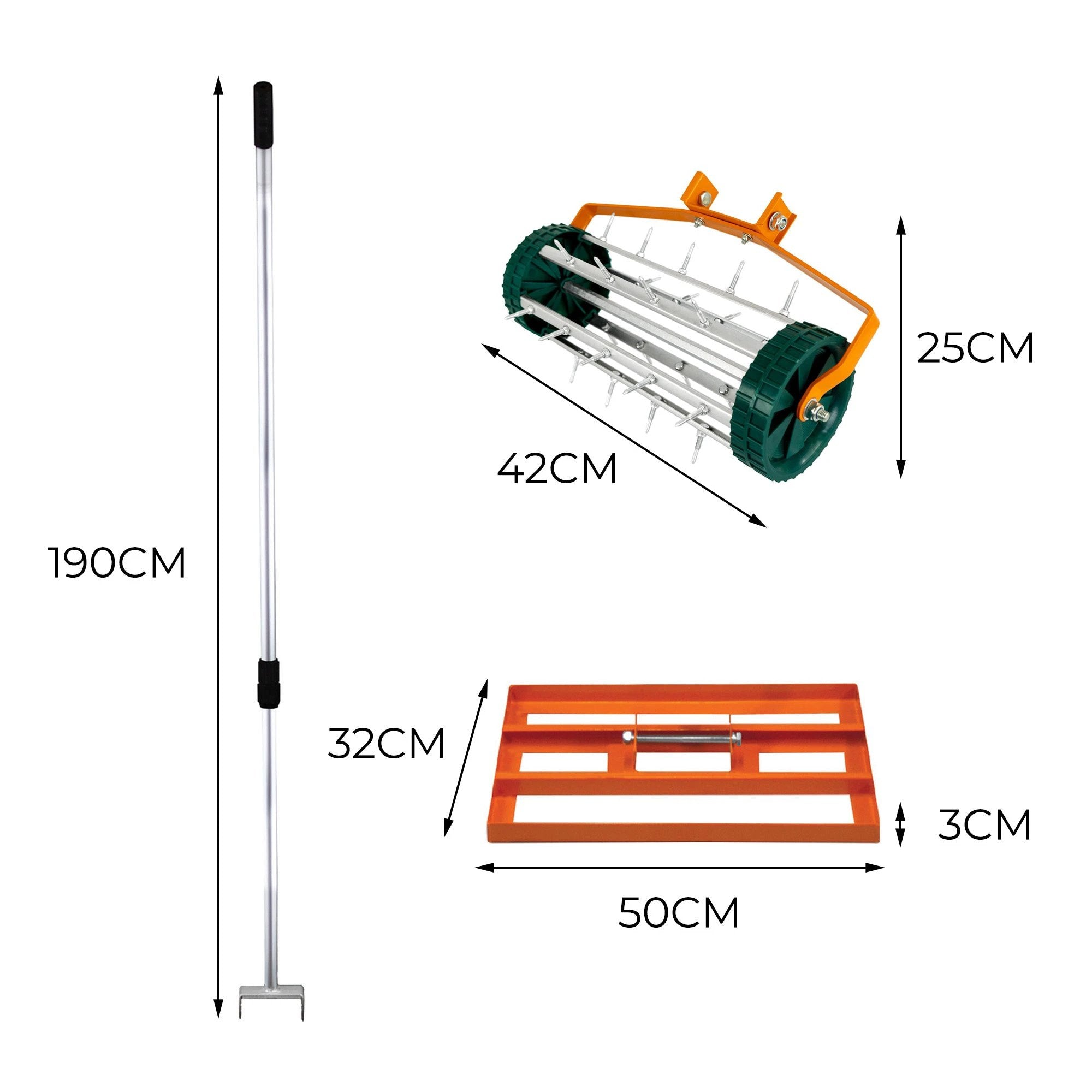 Monster Shop 50cm Lawn Leveller & Aerator – Orange -