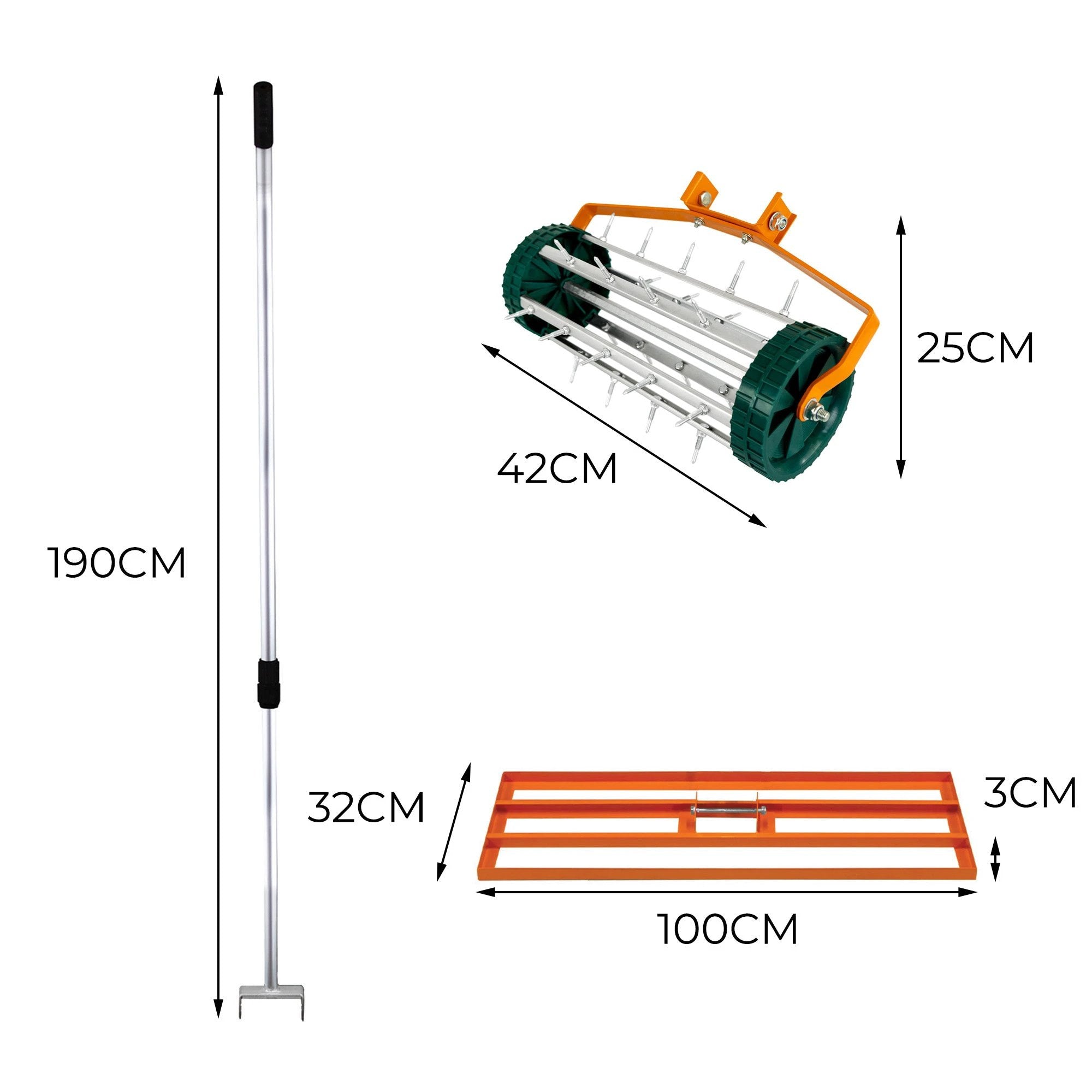 100cm Lawn Leveller & Aerator – Orange by Monster Shop