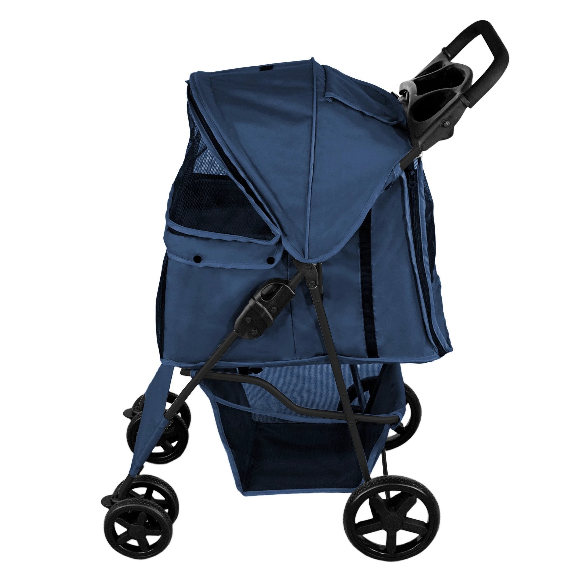 Monster Shop Pet Stroller with Rain Cover – Navy Blue -