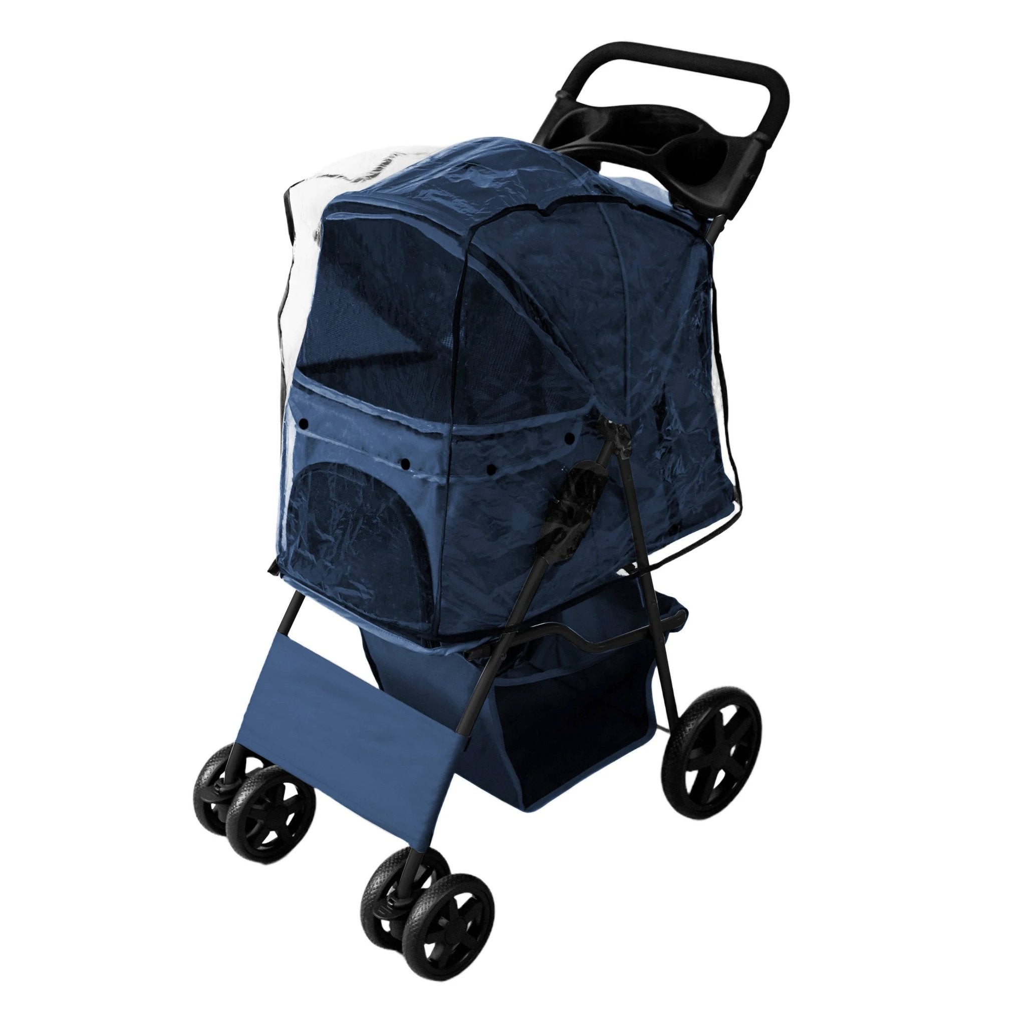 Monster Shop Pet Stroller with Rain Cover – Navy Blue -