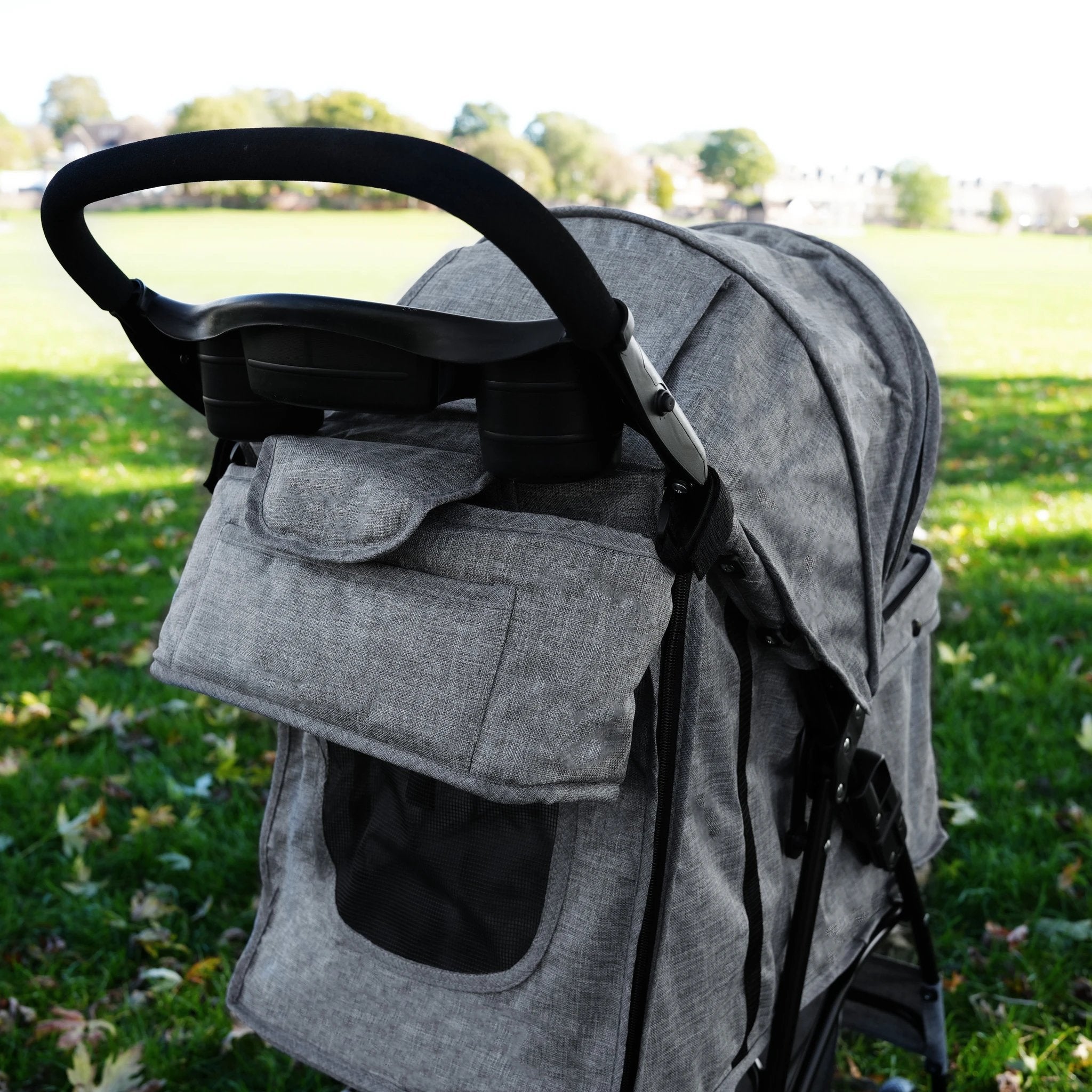 Monster Shop Pet Stroller Caddy Bag - Woven Grey -