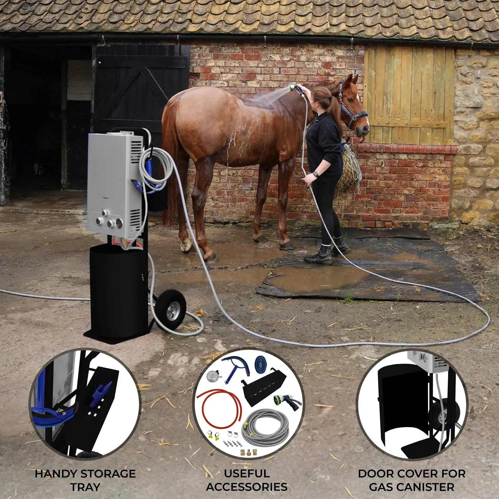 Monster Shop Deluxe Portable Horse Shower - Black -