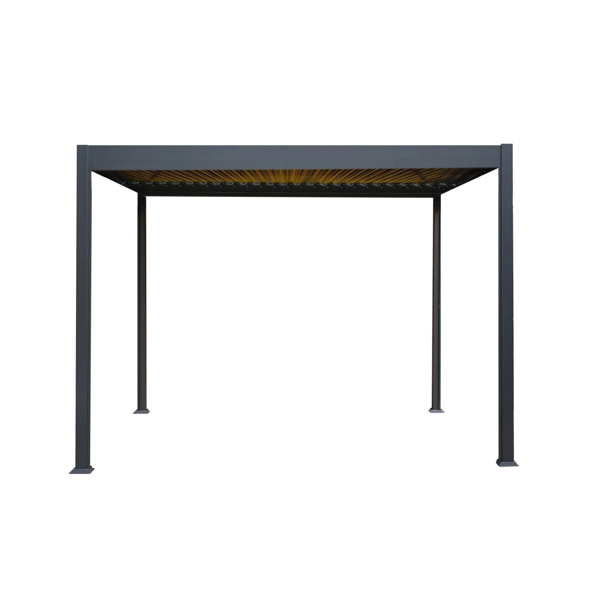 Anthracite Aluminium Pergola 3m x 3m With LED Lighting For Outdoor Patio And Garden by Monster Shop