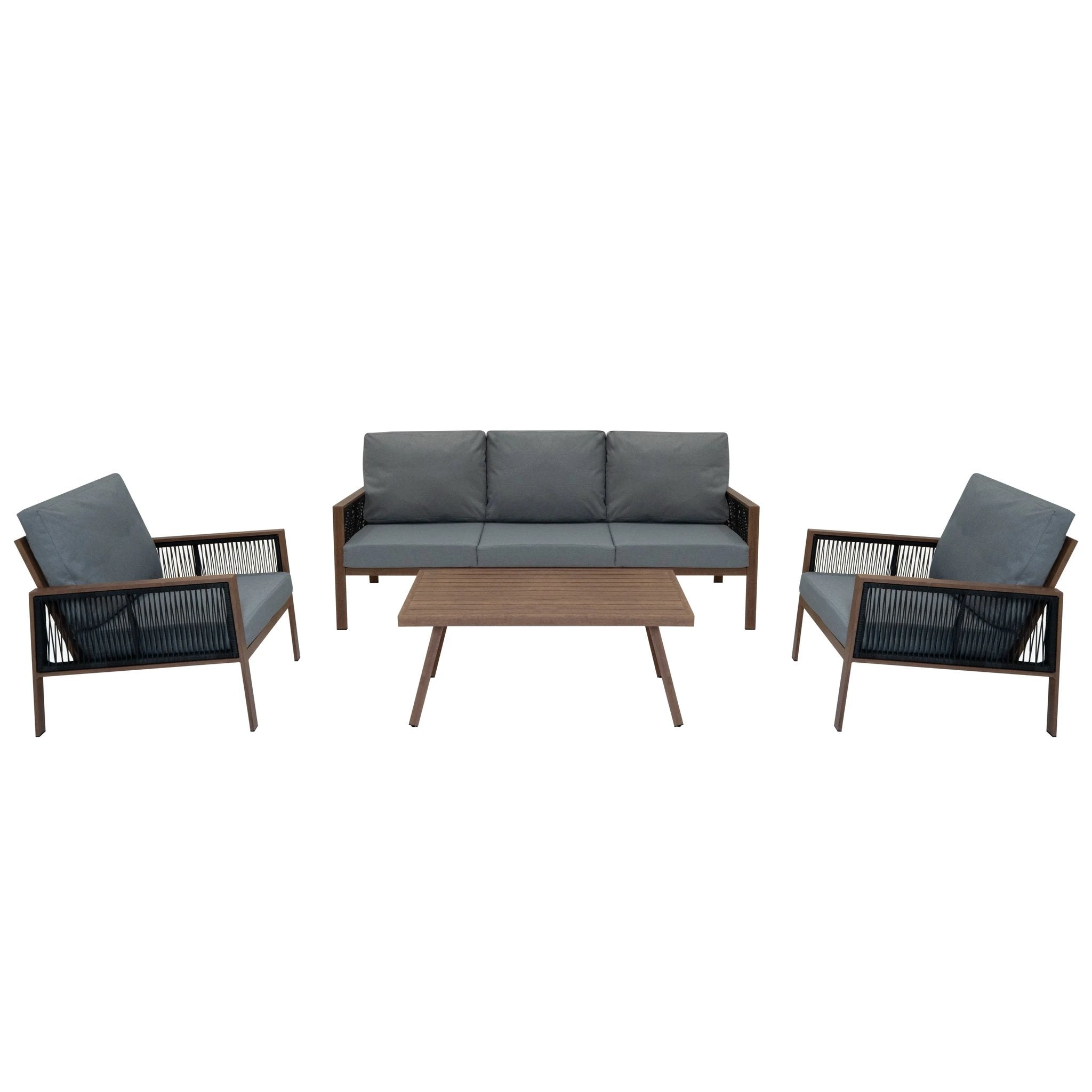 Aluminium 4 Piece Sofa Set - Wood Effect by Monster Shop