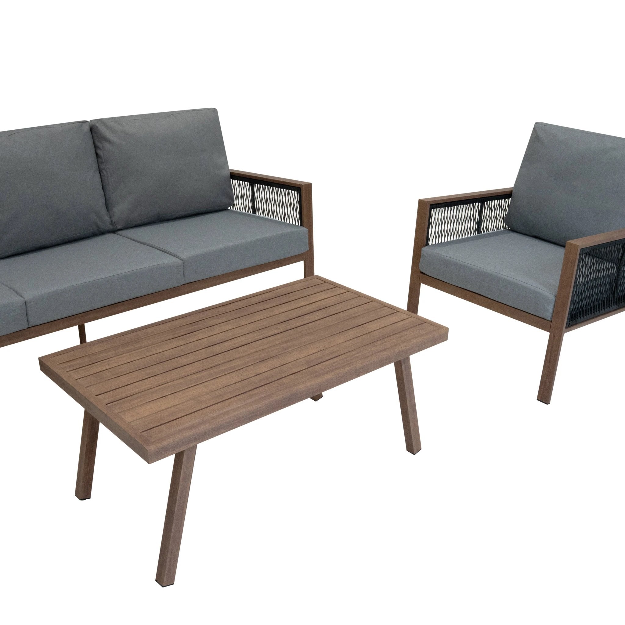 Aluminium 4 Piece Sofa Set - Wood Effect by Monster Shop