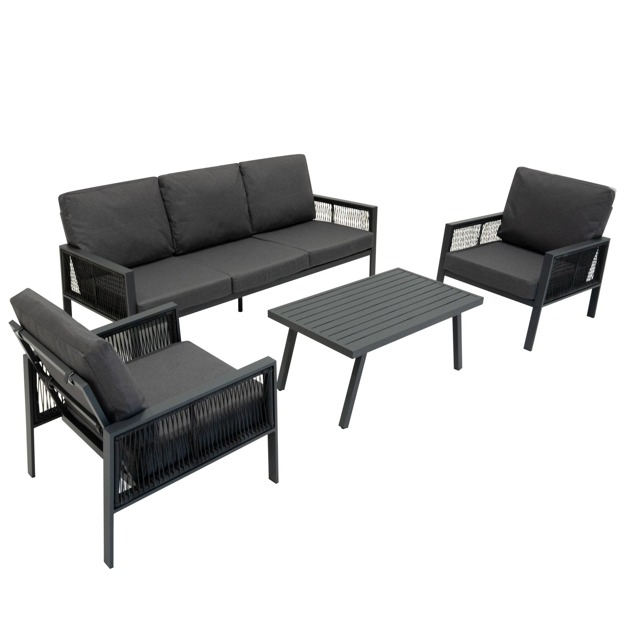 Aluminium 4 Piece Sofa Set - Anthracite Grey by Monster Shop