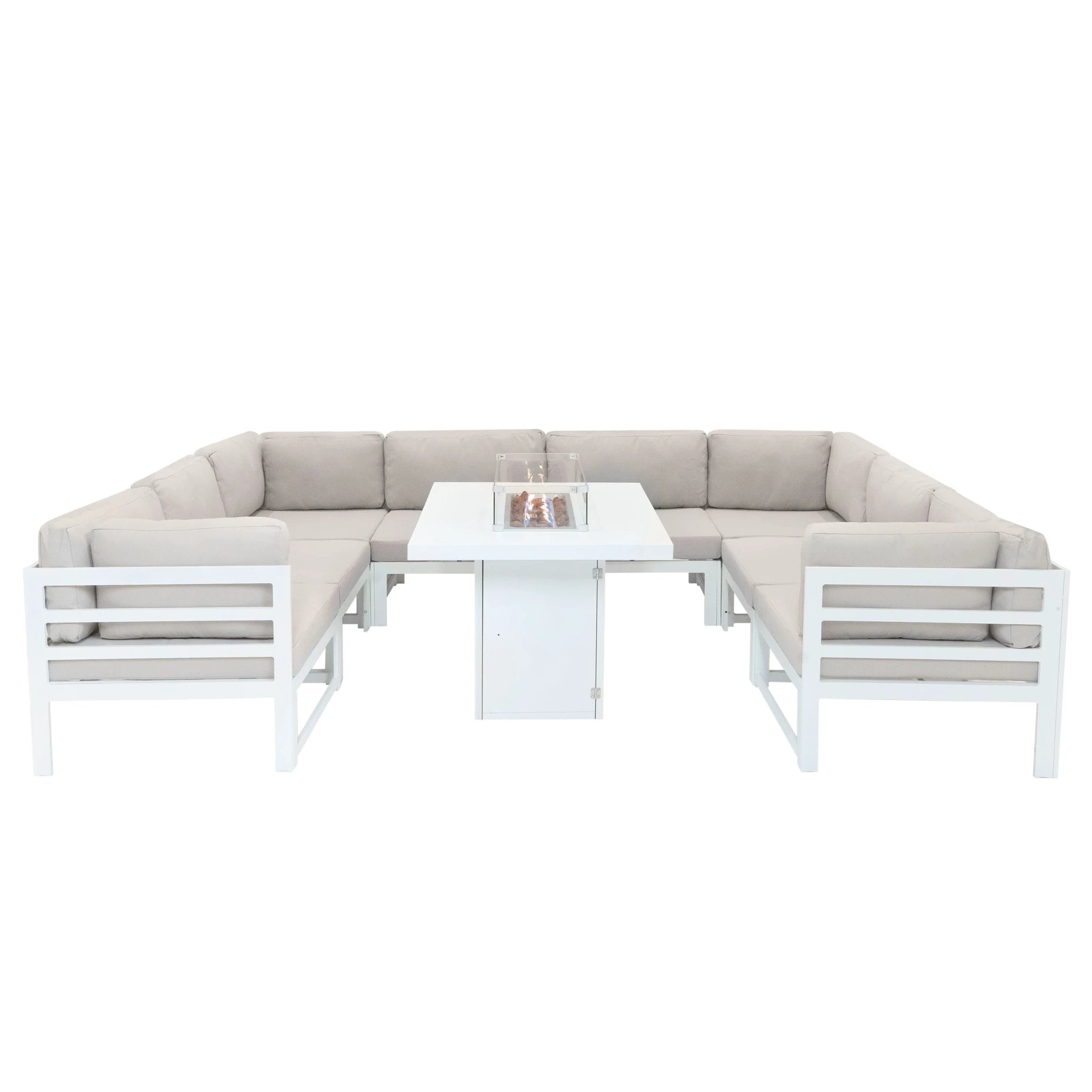 Modular Garden Furniture Set With Fire Pit - White by Monster Shop