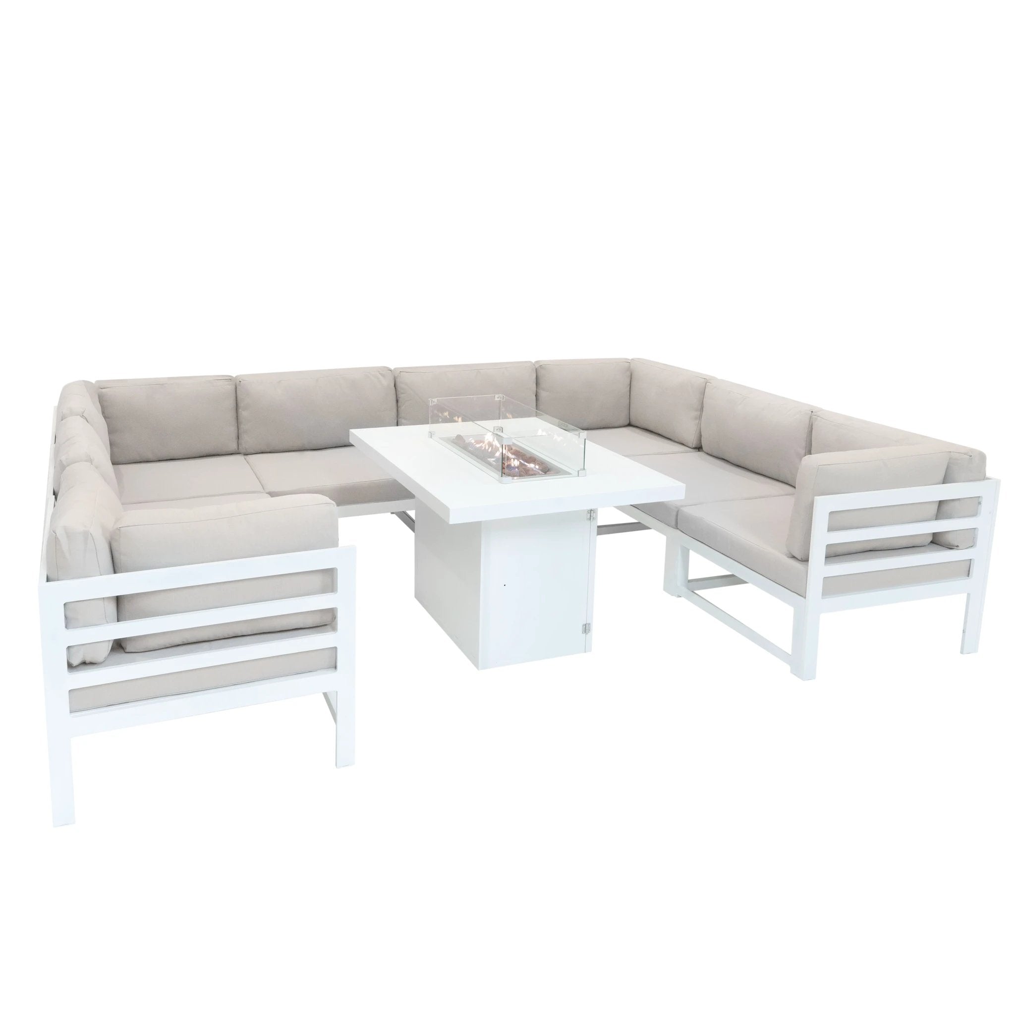 Modular Garden Furniture Set With Fire Pit - White by Monster Shop