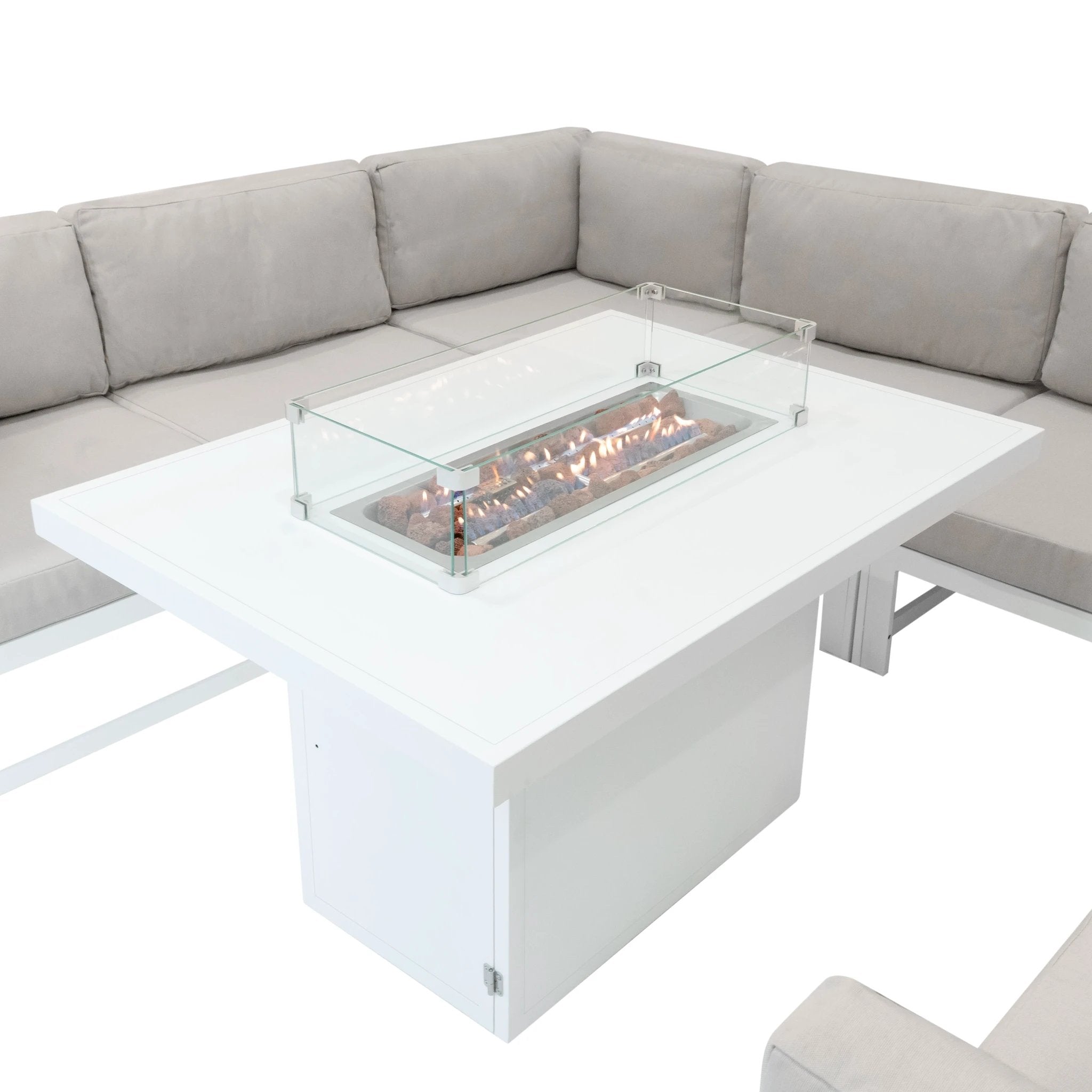 Modular Garden Furniture Set With Fire Pit - White by Monster Shop