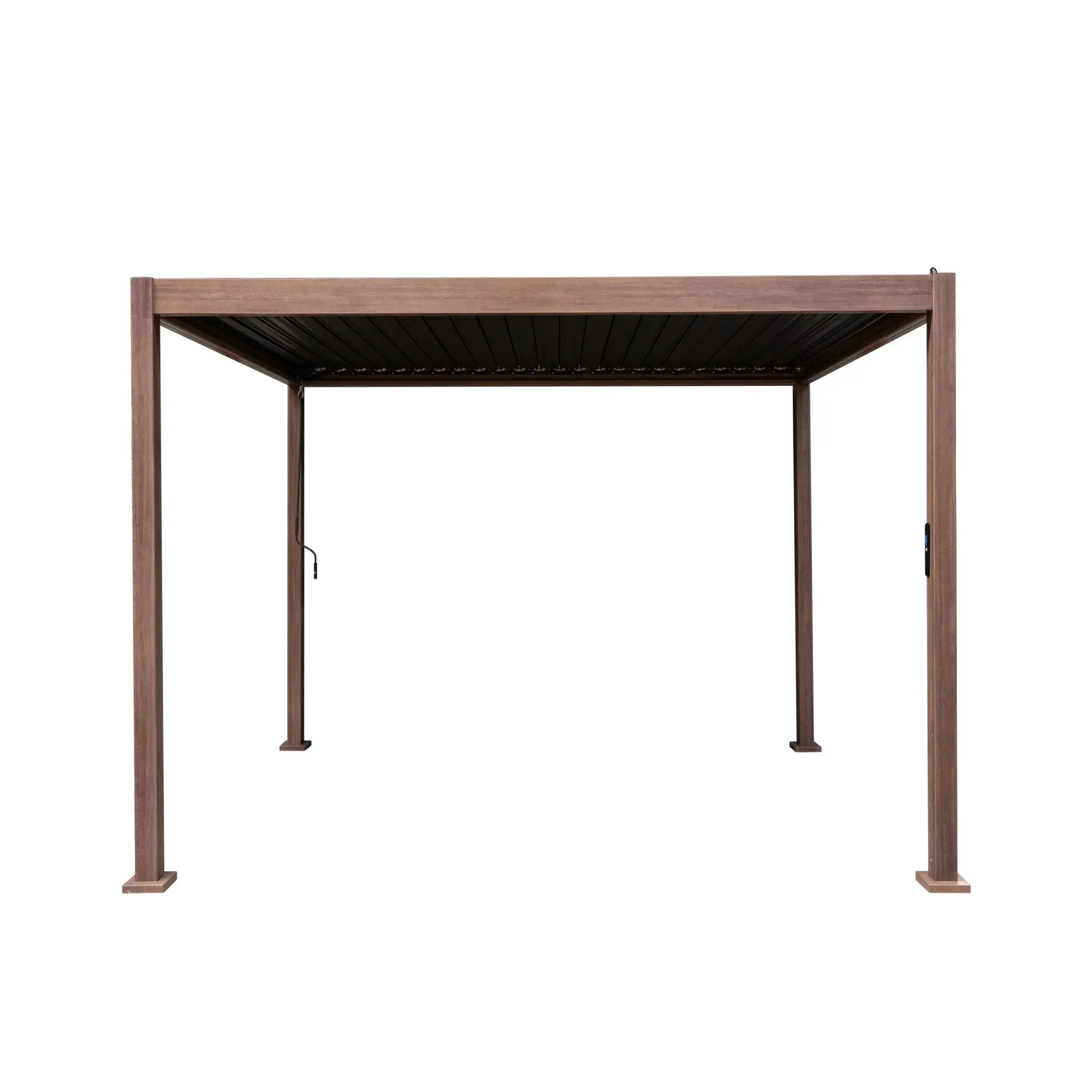 Monster Shop Wood Effect Aluminium Pergola 3m x 3m -