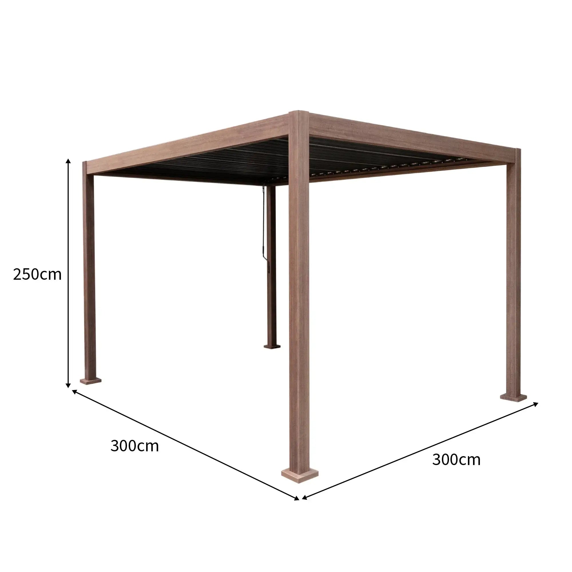 Monster Shop Wood Effect Aluminium Pergola 3m x 3m -
