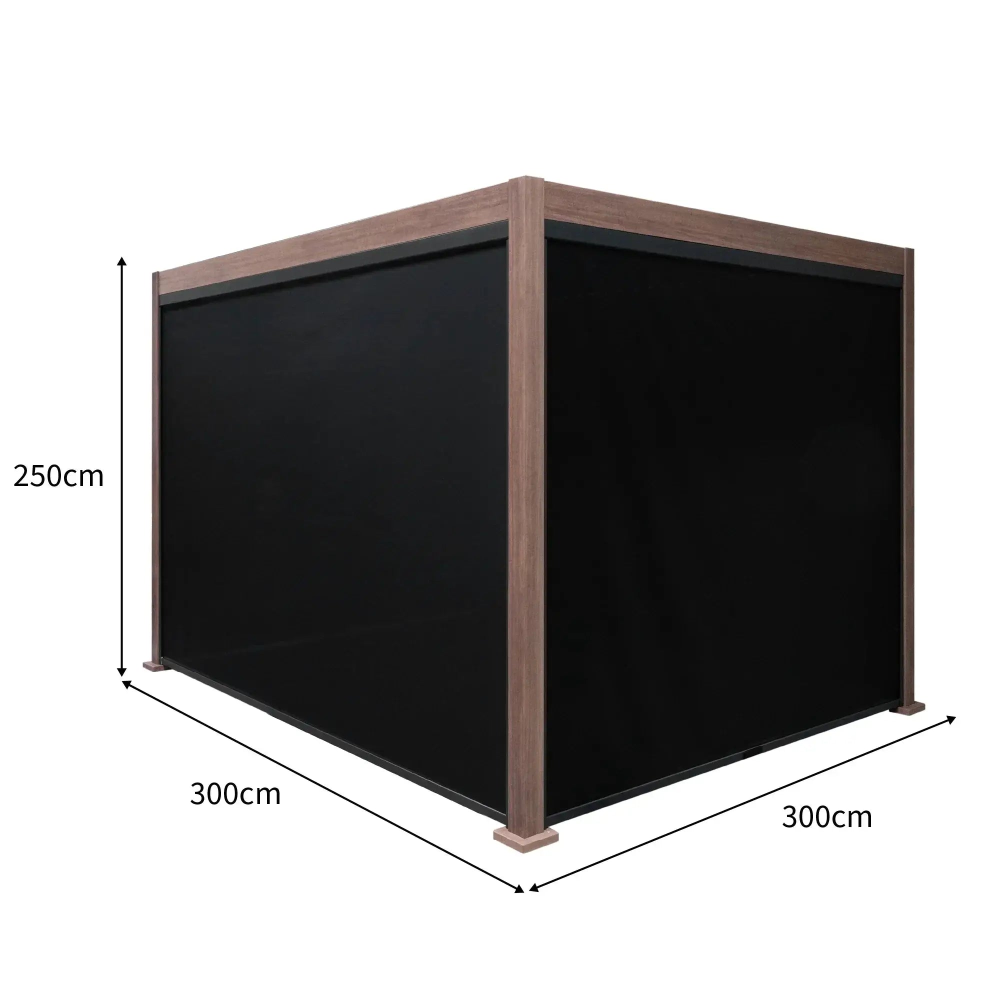 Monster Shop Wood Effect Aluminium Pergola With Blinds - 3m x 3m -