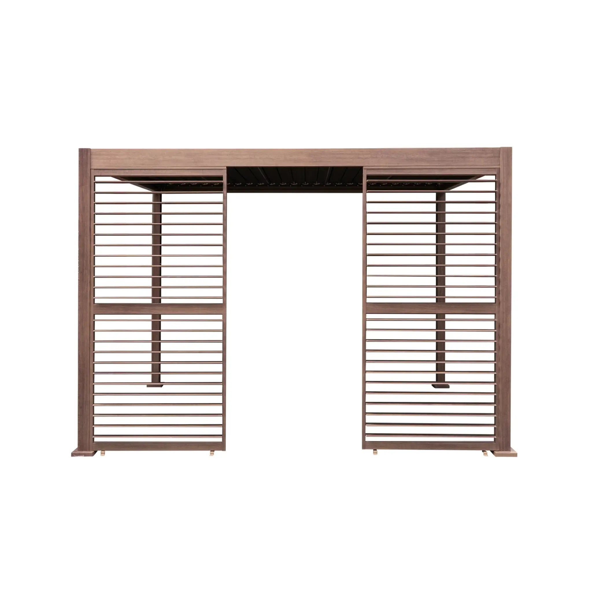 Monster Shop Wood Effect Aluminium Pergola 3 x 3m with 2 Louvre Panels -