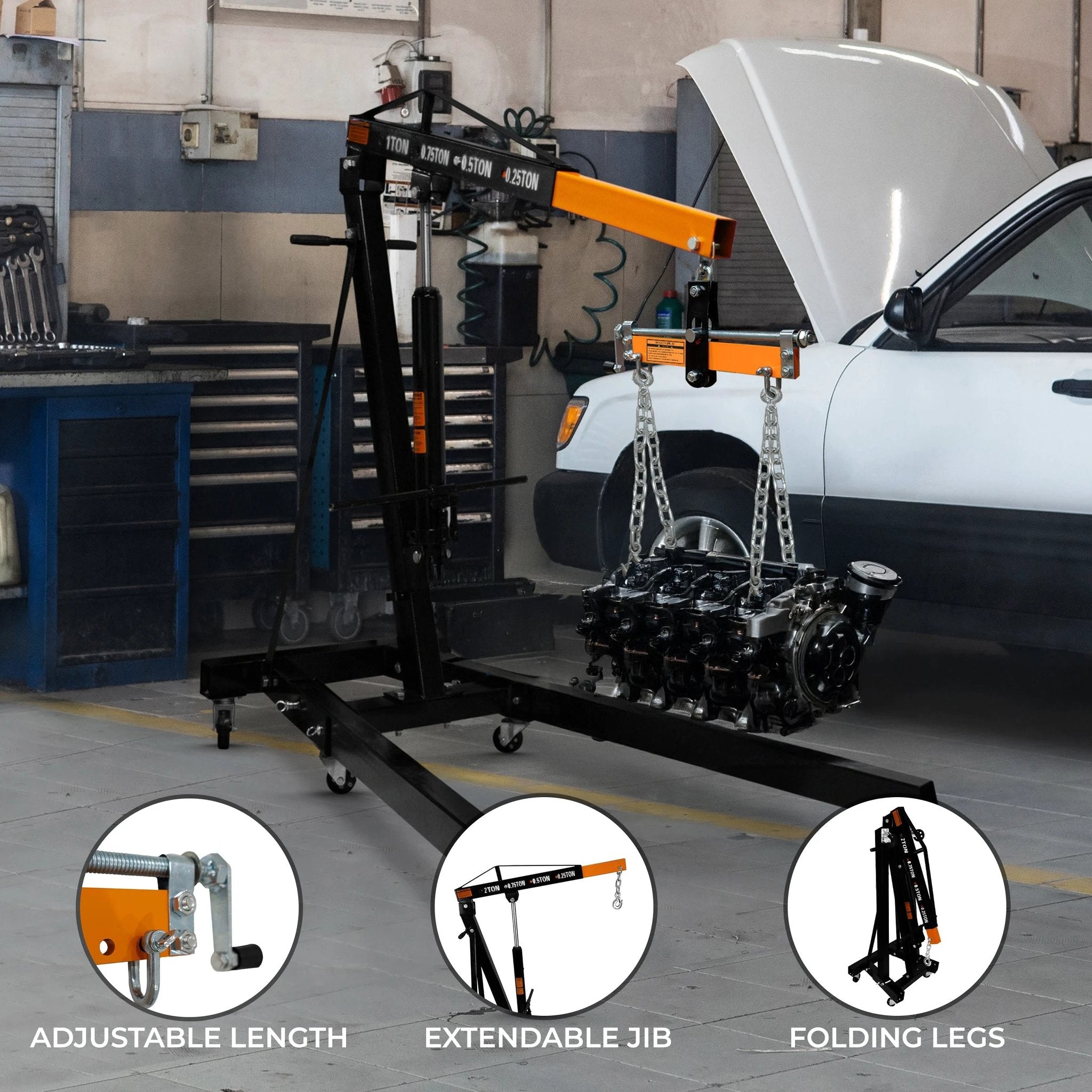 Engine Crane 1 Tonne & Load Leveller by Monster Shop