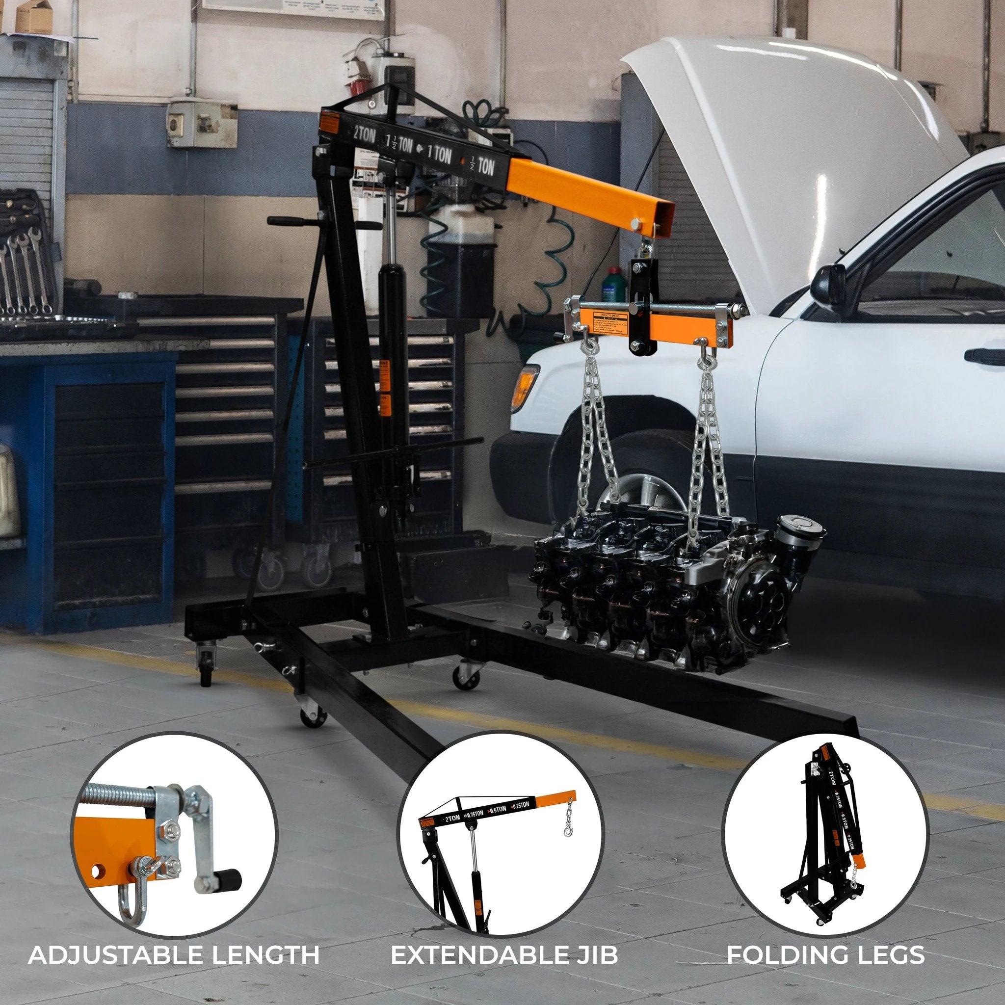 Engine Crane 2 Tonne & Load Leveller by Monster Shop