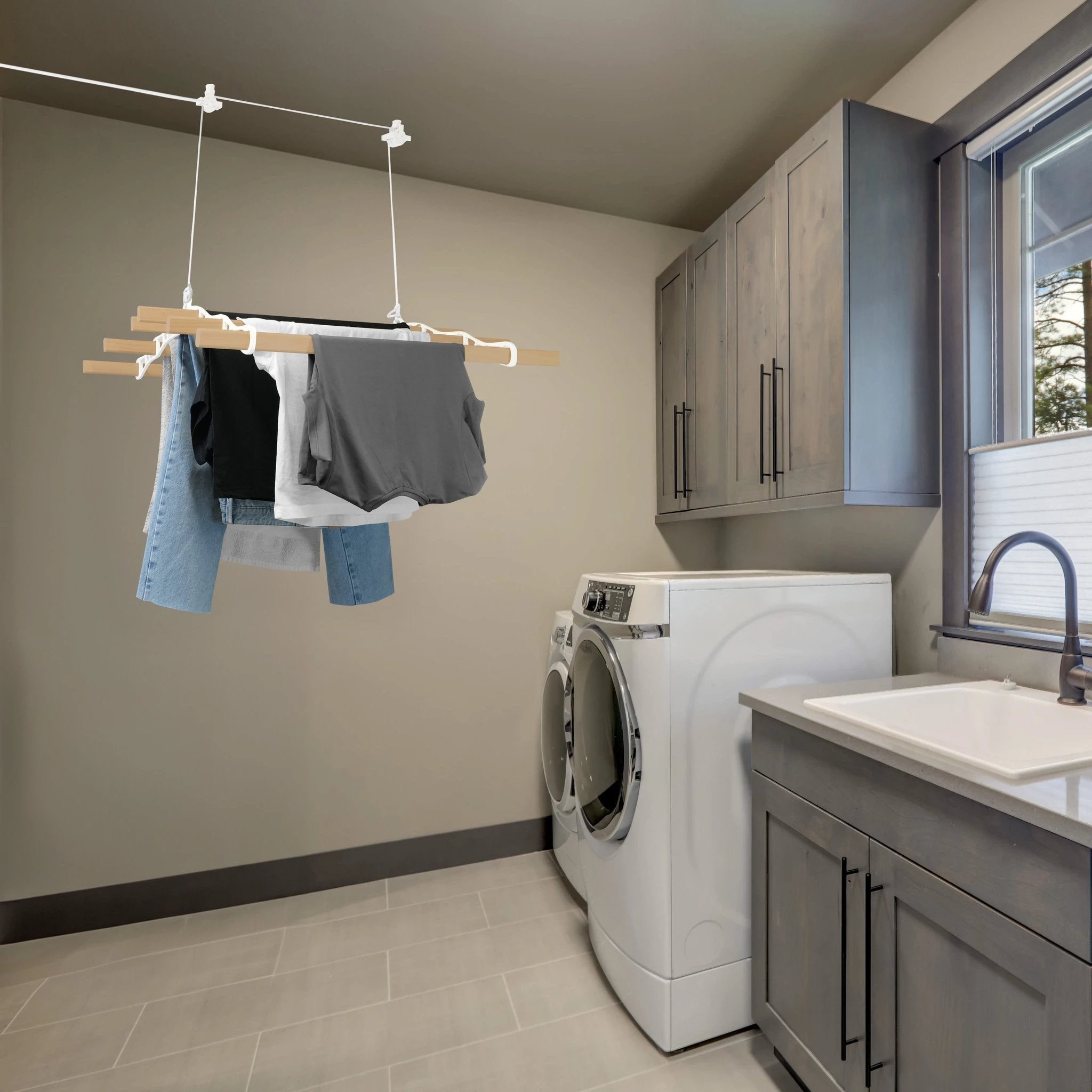 Clothing Airer Ceiling Pulley - White - 0.9m by Monster Shop
