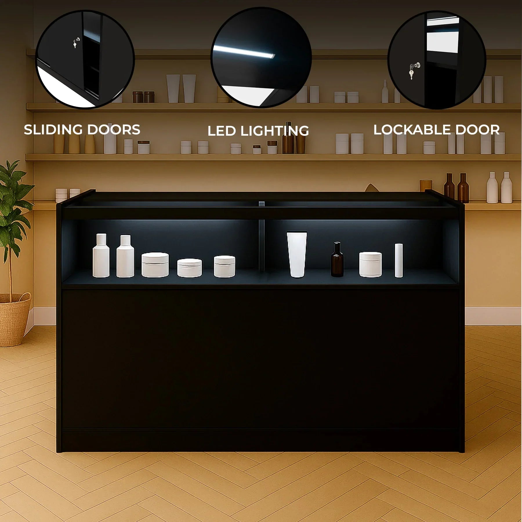 Monster Shop LED Retail Shop Counter B1500 - Black -