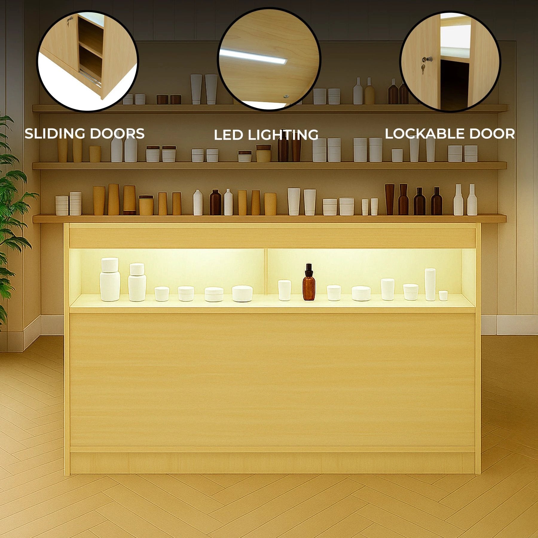 Monster Shop LED Retail Shop Counter B1500 - Maple -