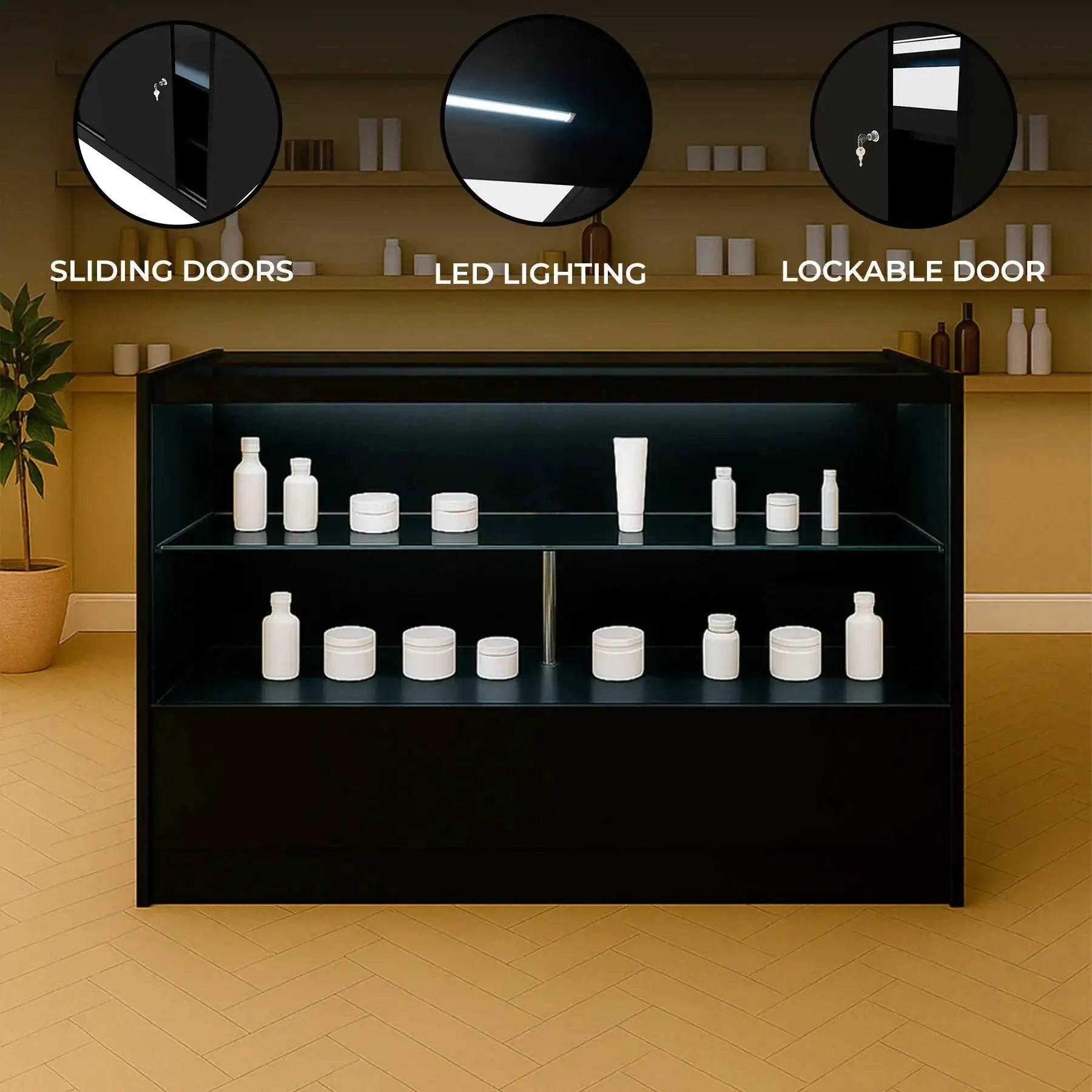 Monster Shop LED Retail Shop Counter C1500 - Black -
