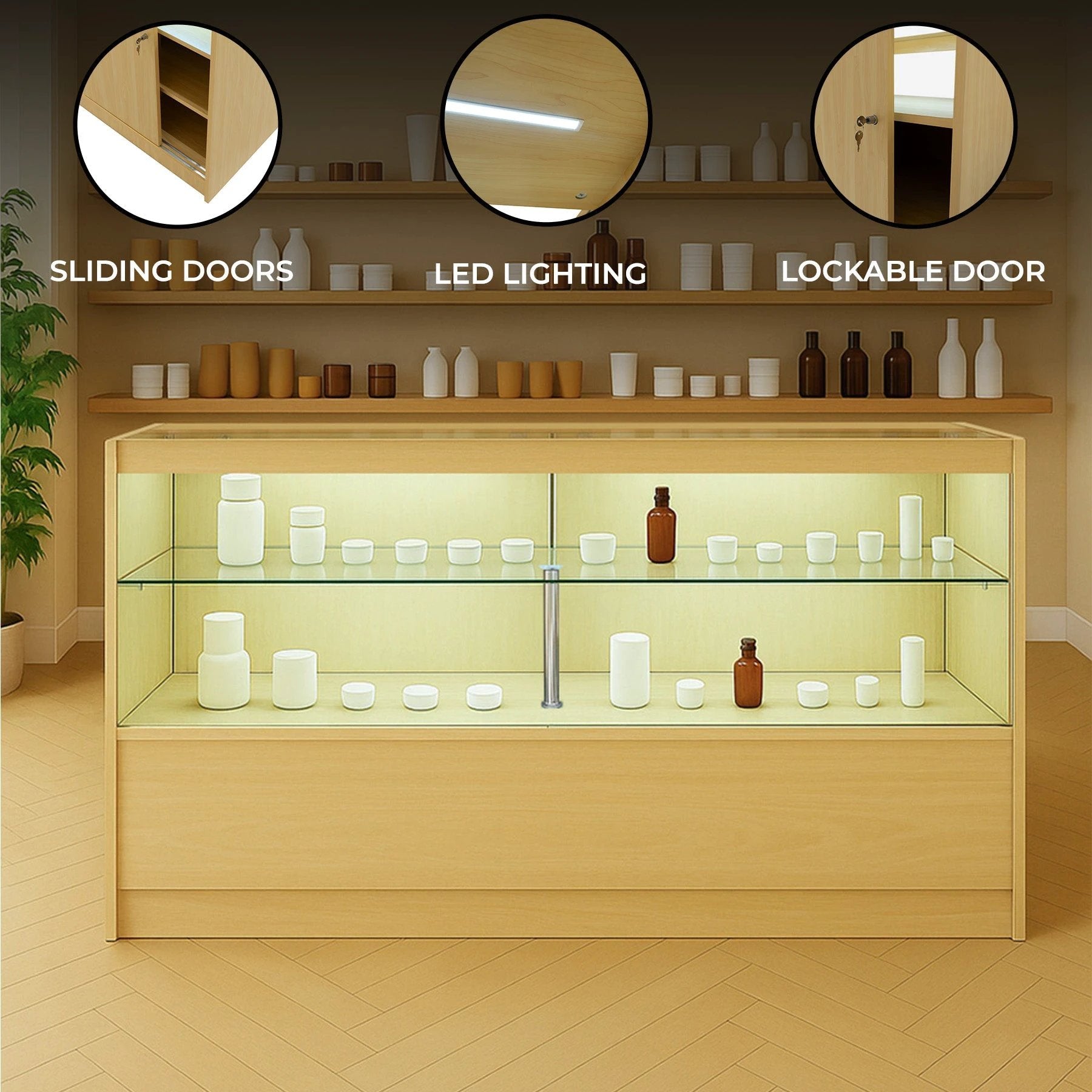 Monster Shop LED Retail Shop Counter C1500 - Maple -