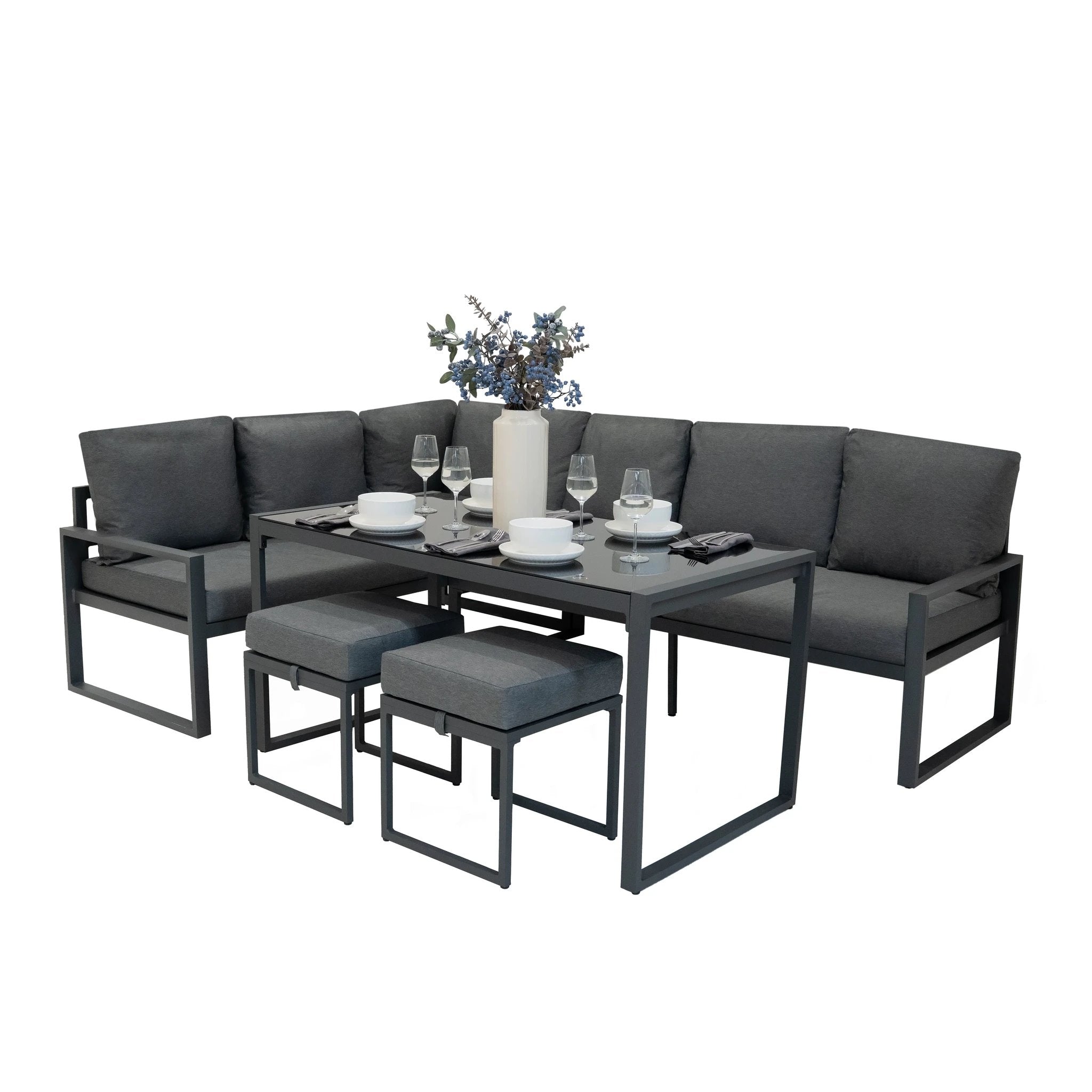 Monster Shop Aluminium Corner Sofa Set - Anthracite Grey -