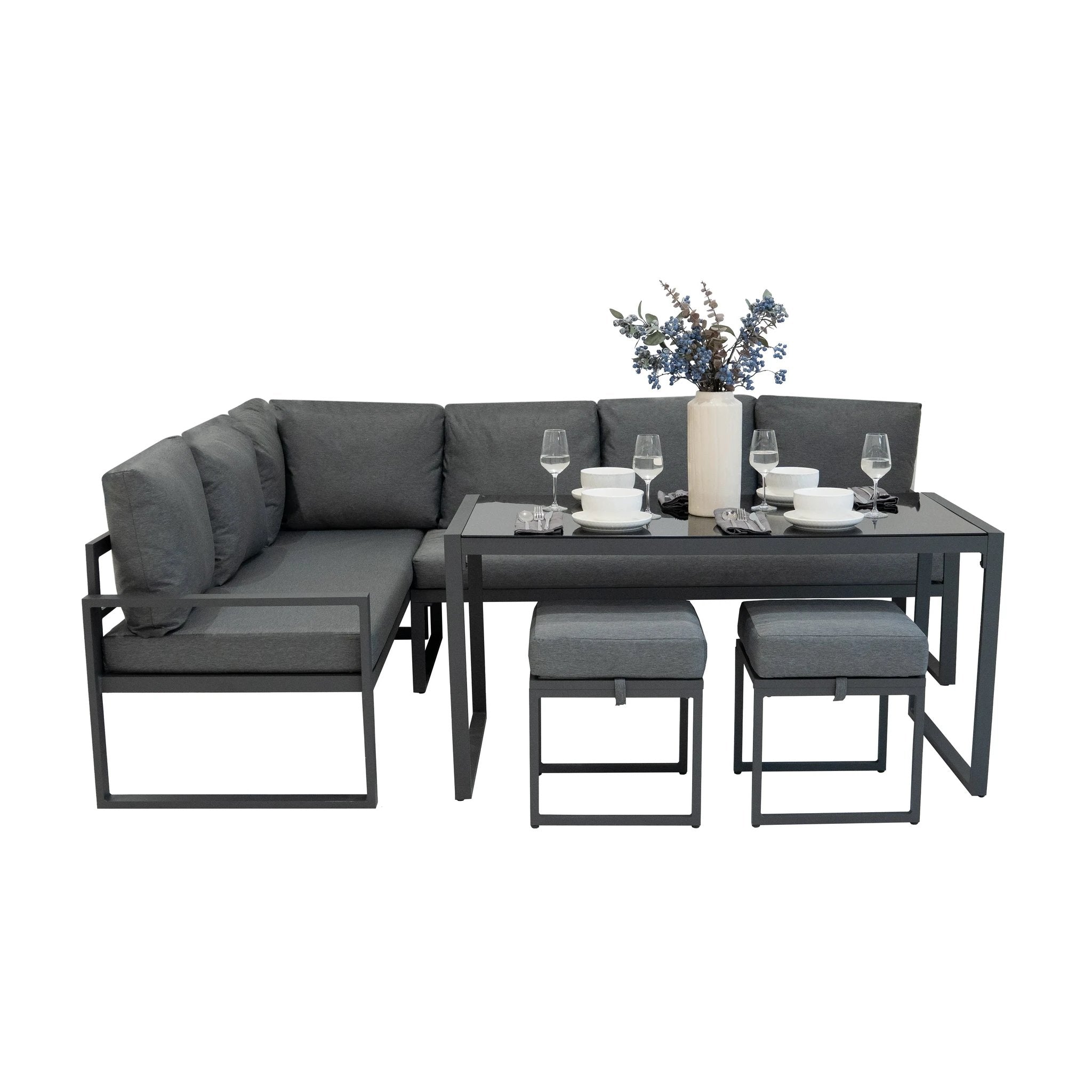 Monster Shop Aluminium Corner Sofa Set - Anthracite Grey -