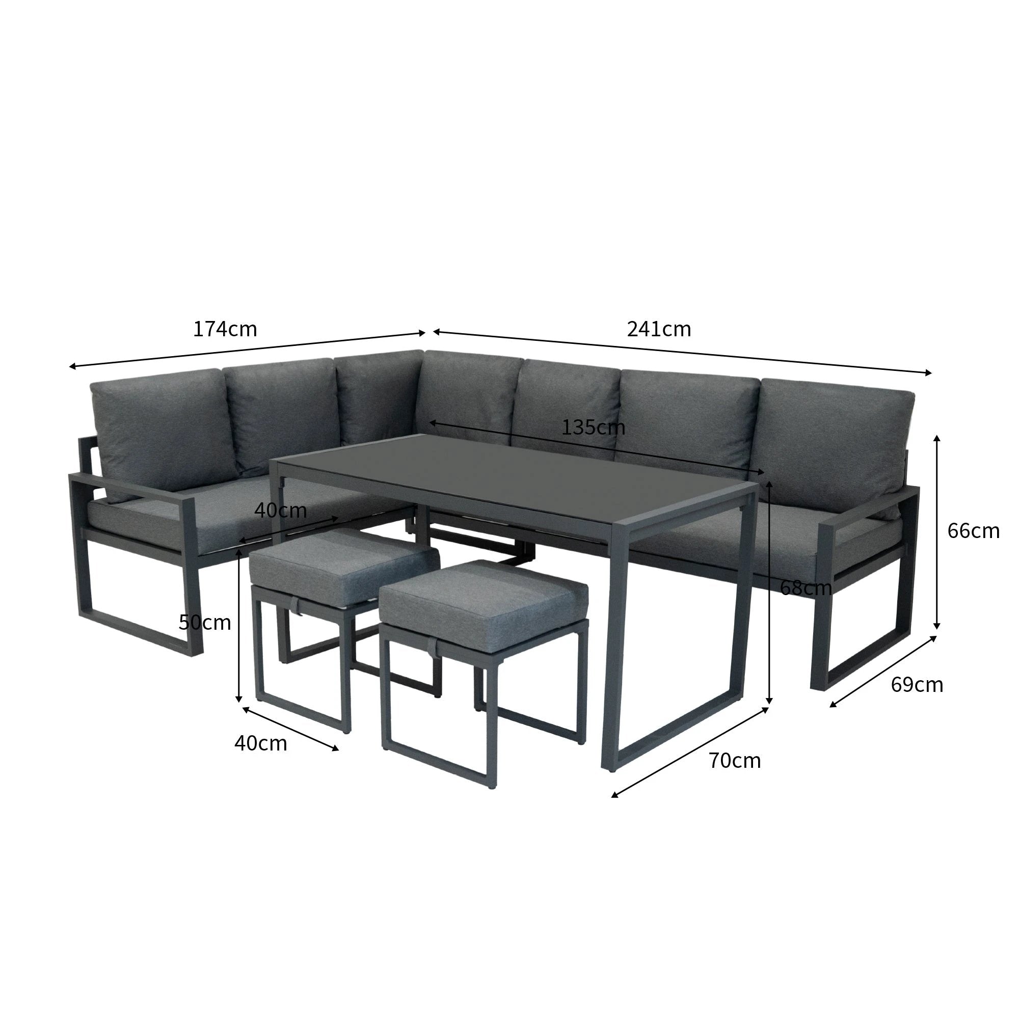 Monster Shop Aluminium Corner Sofa Set - Anthracite Grey -