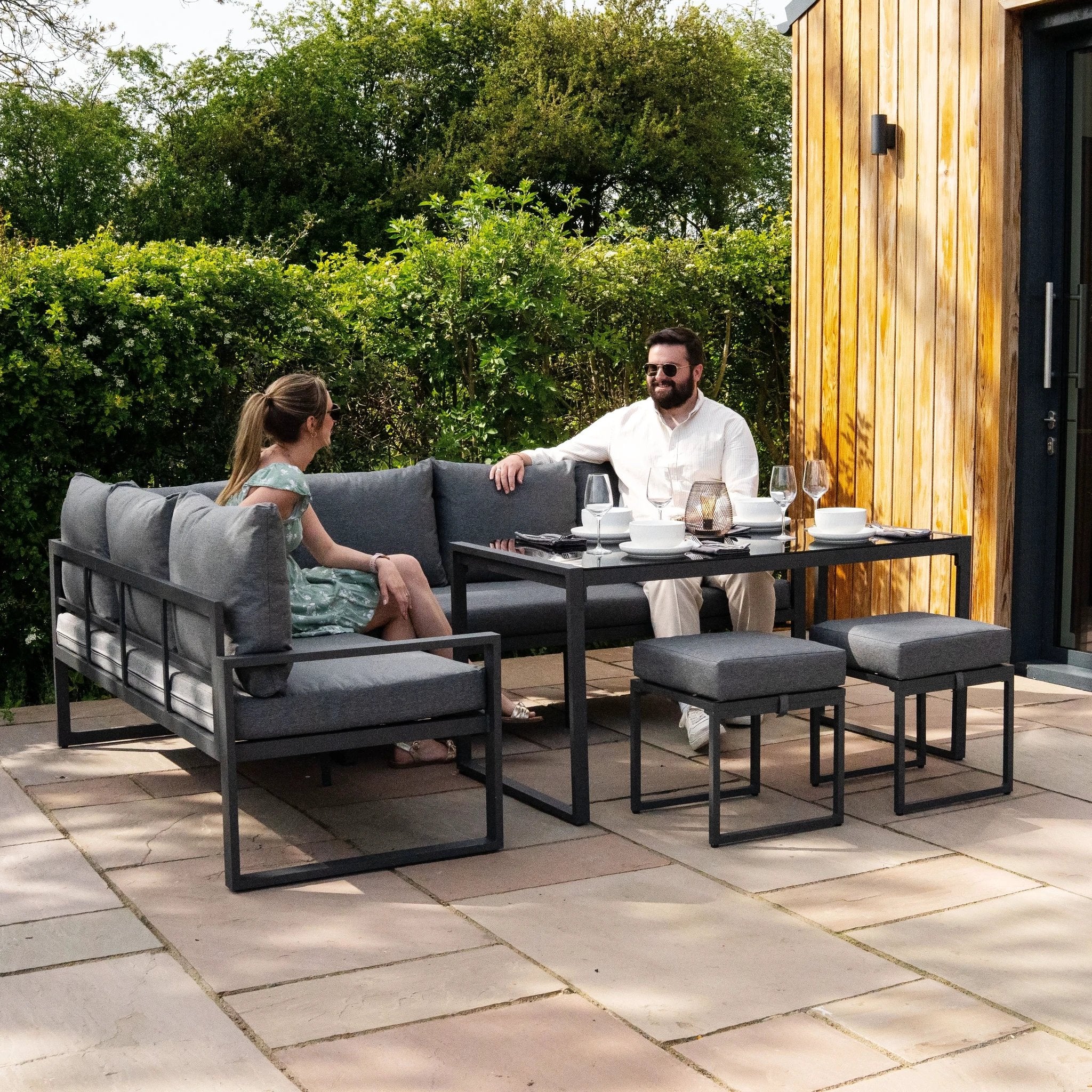 Monster Shop Aluminium Corner Sofa Set - Anthracite Grey -