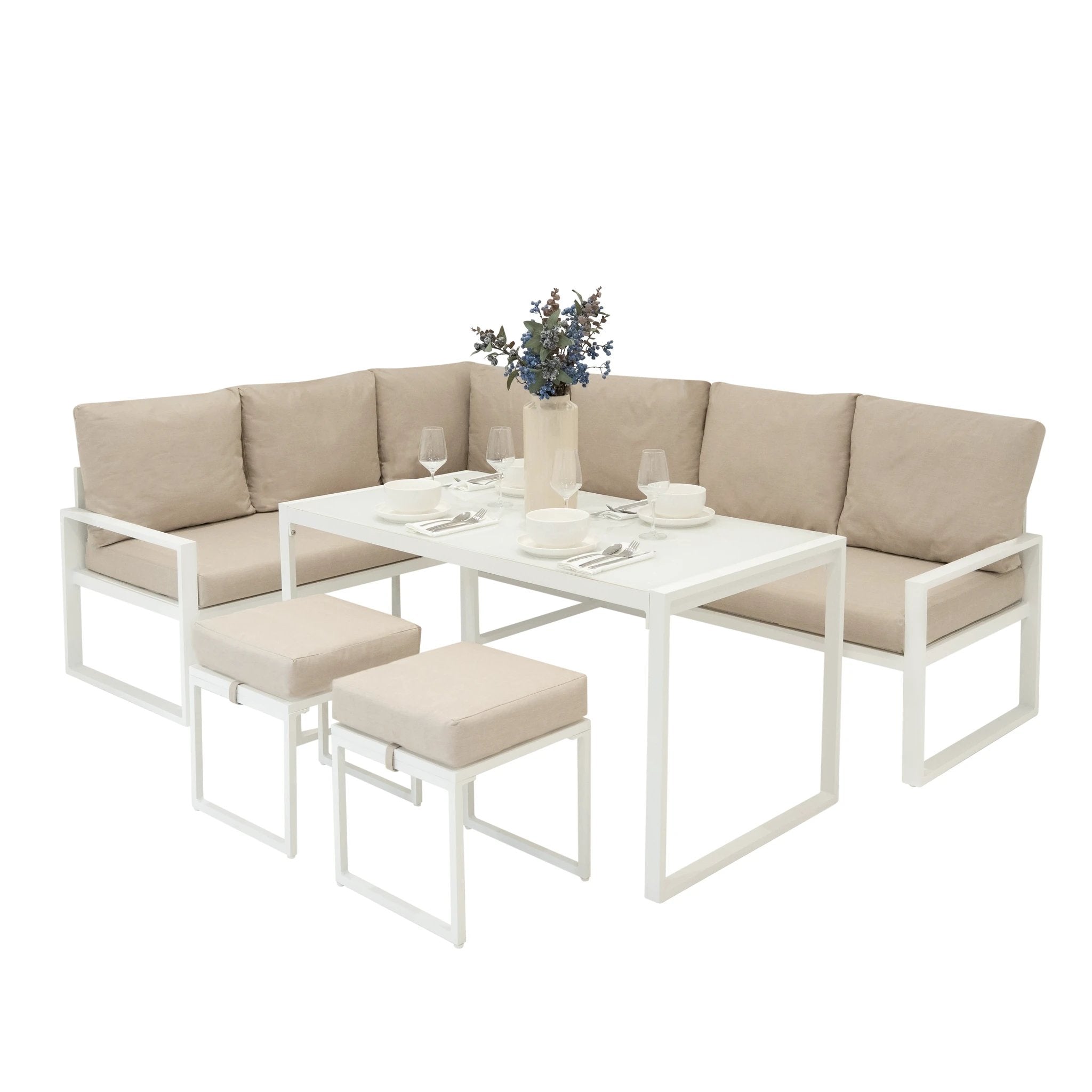 Monster Shop Aluminium Corner Sofa Set - White -