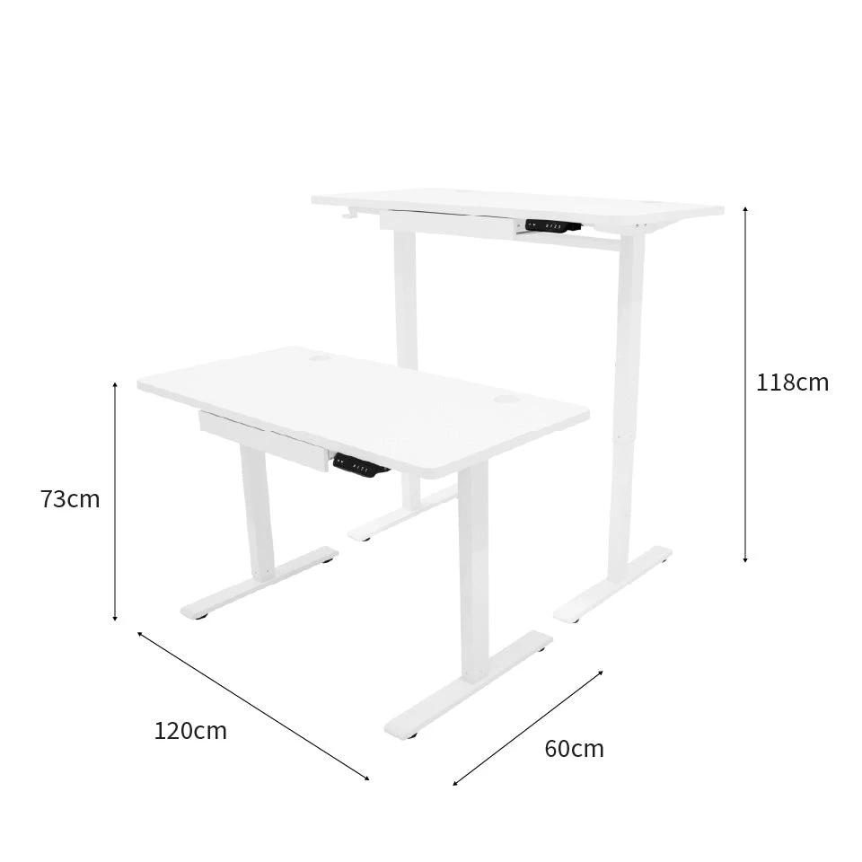 Electric Standing Desk With Drawer - 120cm x 60cm by Monster Shop