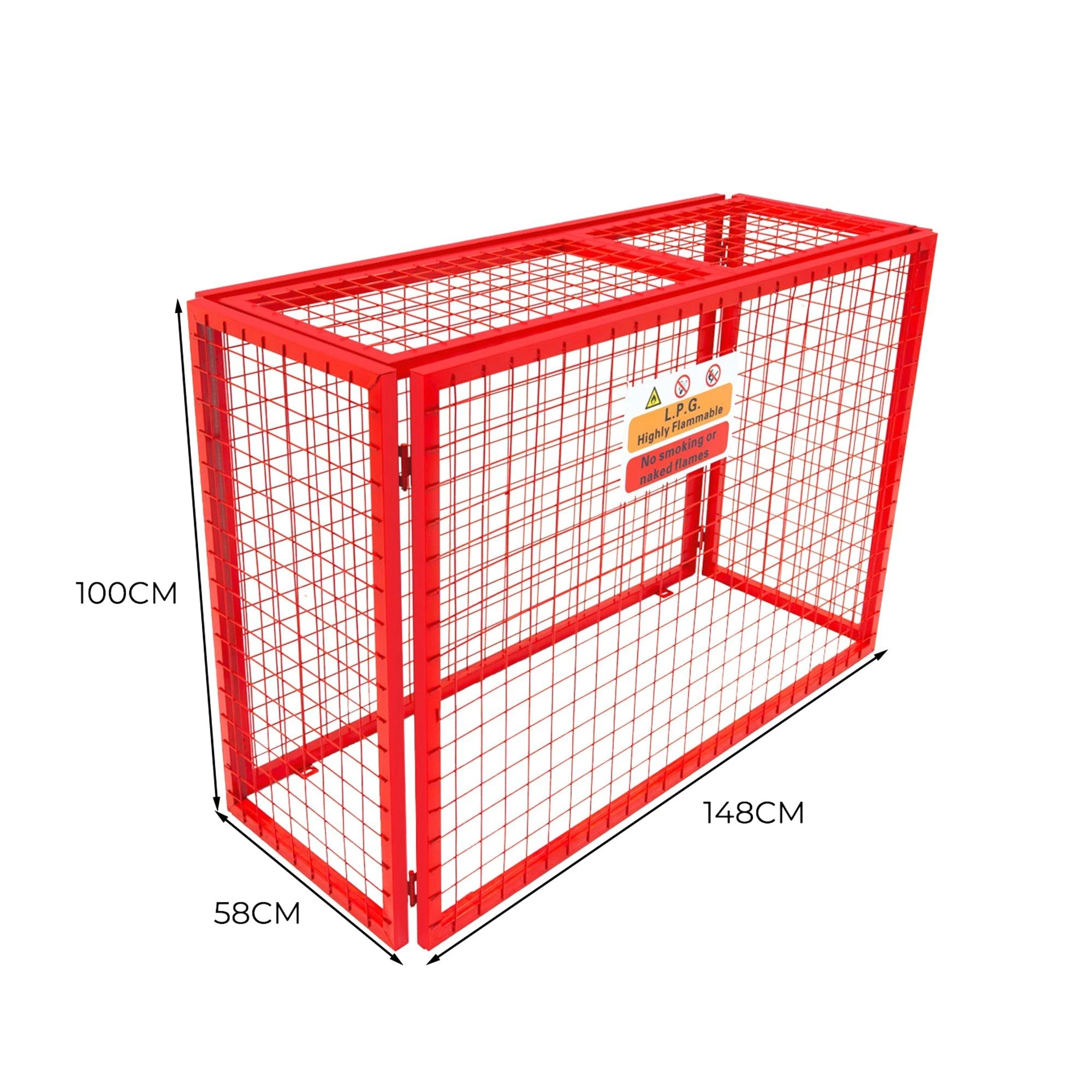 Monster Shop Red Gas Bottle Collapsible Mesh Cage - 100cm x 140cm x 50cm -