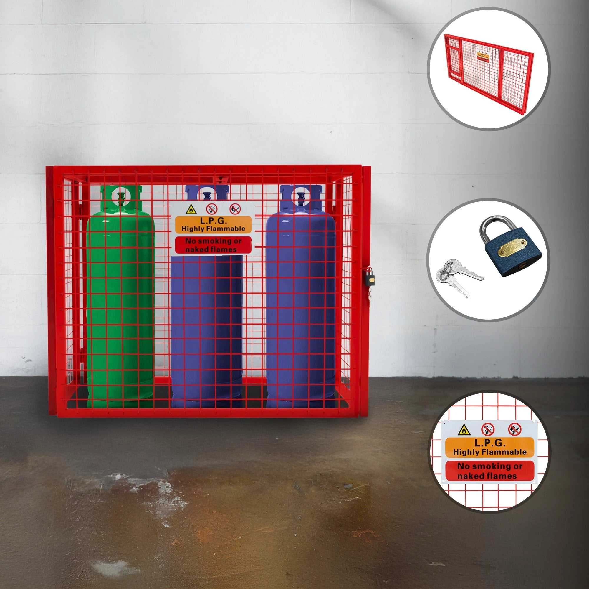Monster Shop Red Gas Bottle Collapsible Mesh Cage - 92cm x 110cm x 50cm -