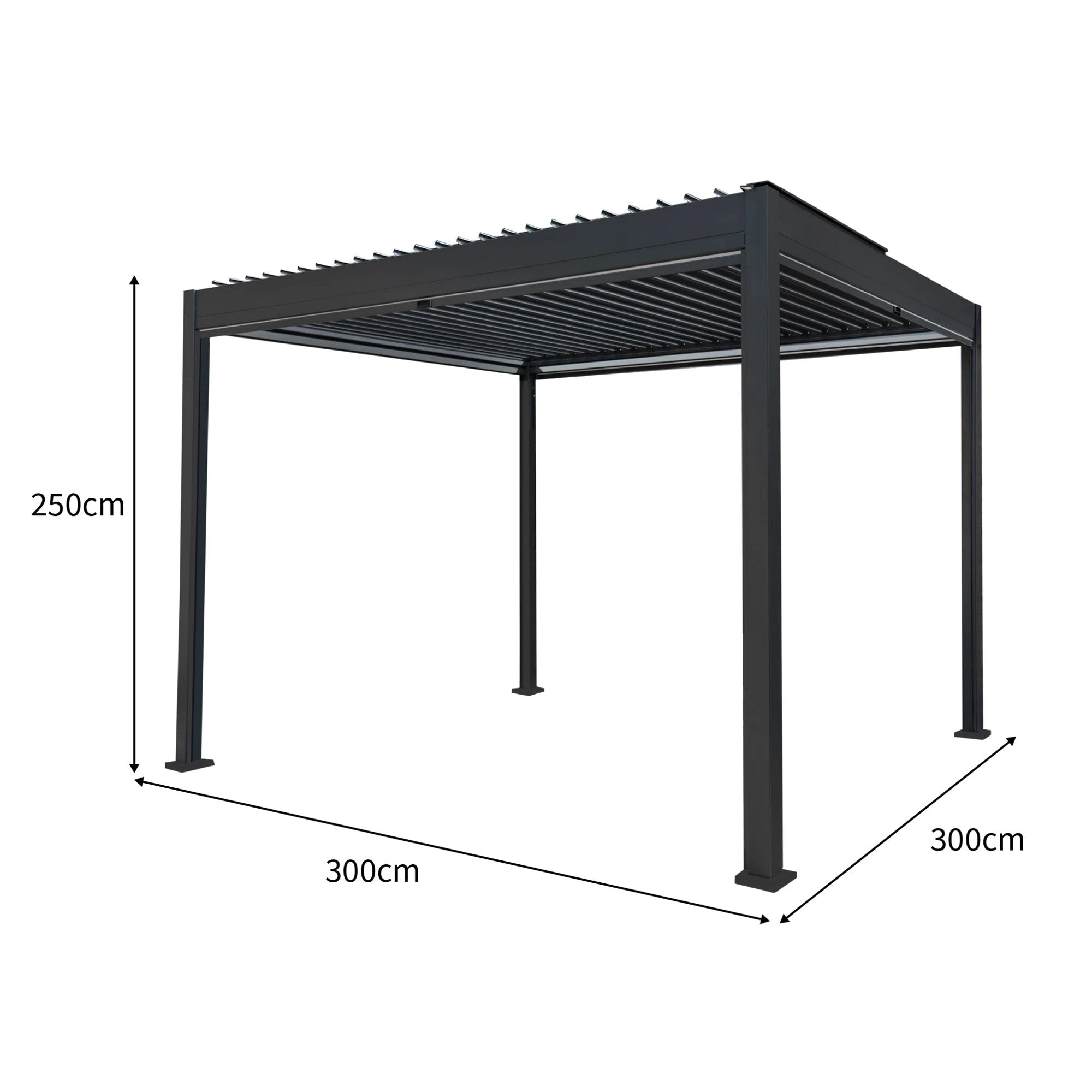 Anthracite Aluminium Pergola 3m x 3m White Blinds by Monster Shop