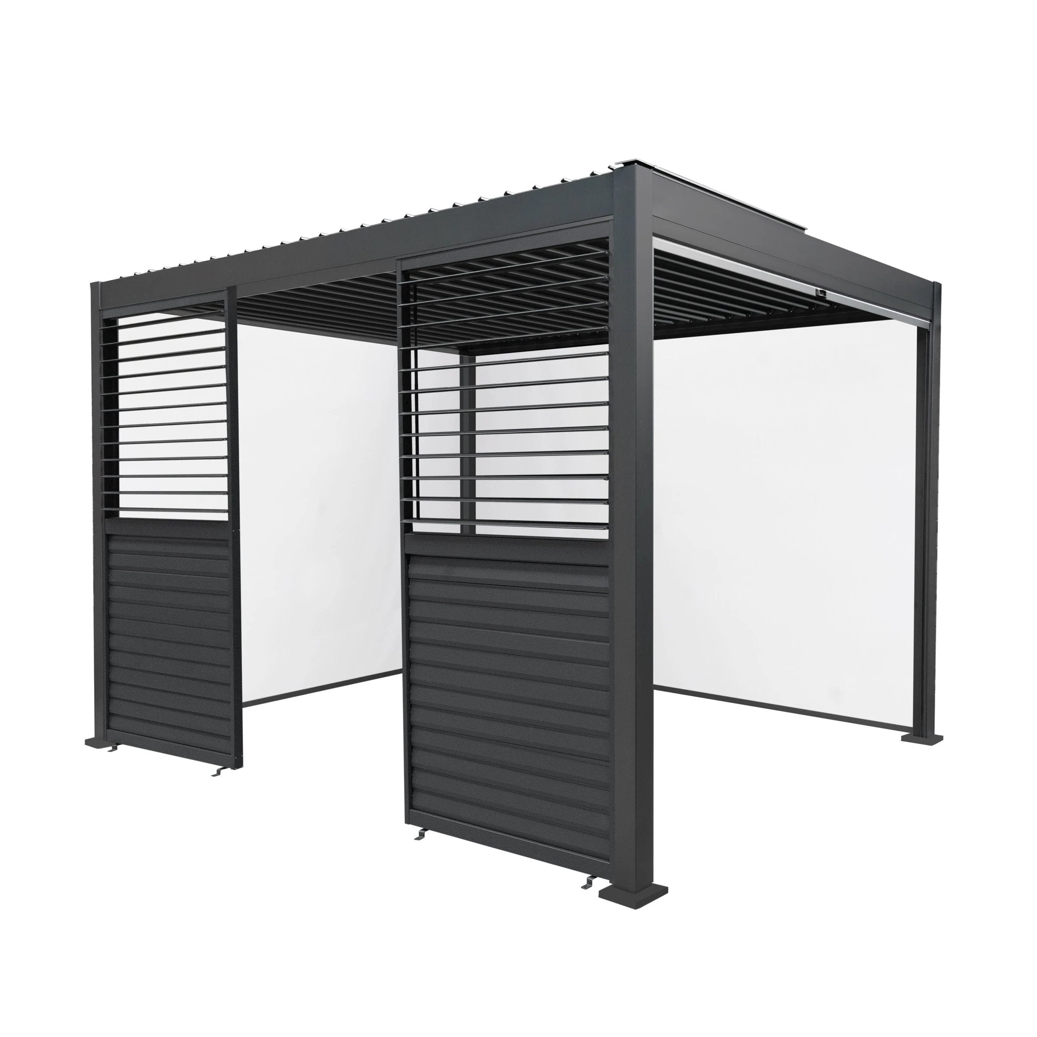 Monster Shop Anthracite Aluminium Pergola 3m x 3m With Blinds - Uncategorized Gazebos