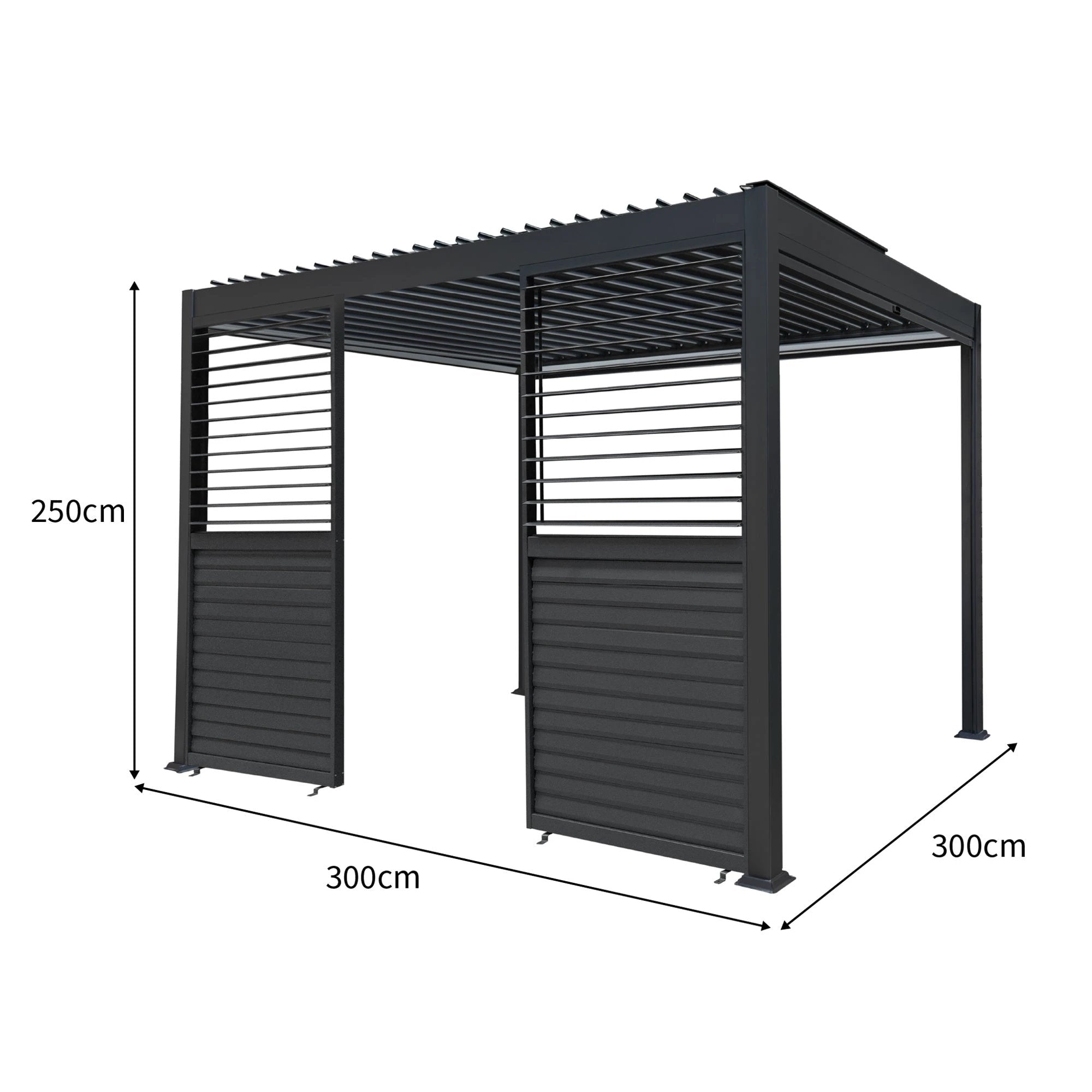 Monster Shop Anthracite Aluminium Pergola 3m x 3m With Blinds - Uncategorized Gazebos