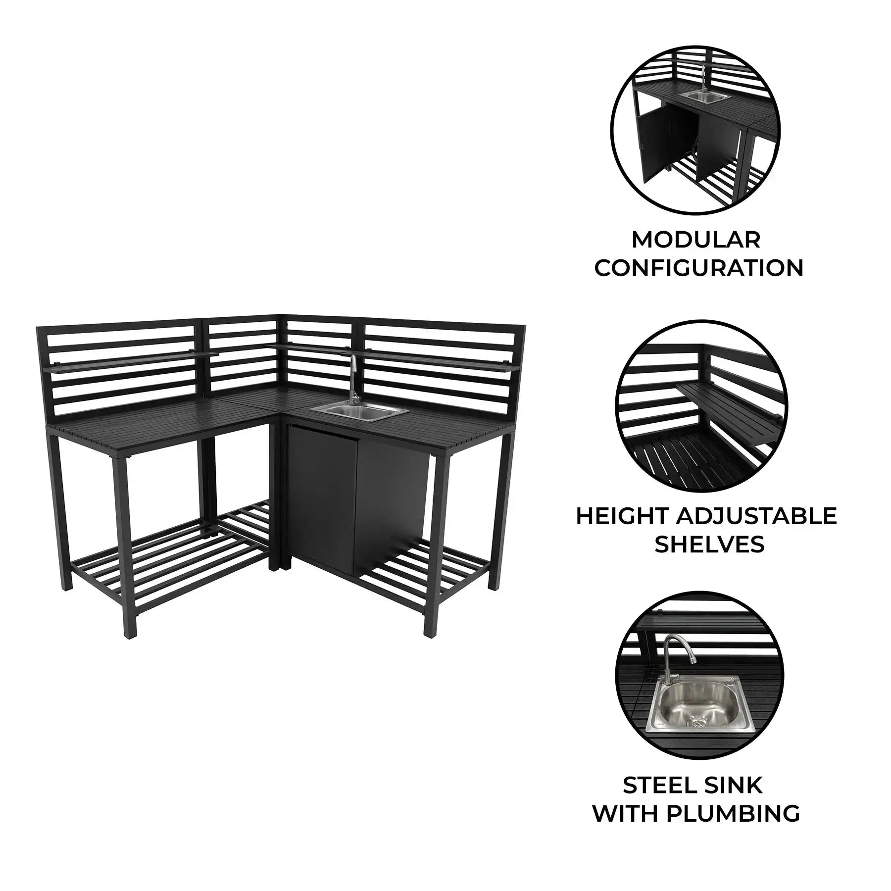 Monster Shop Aluminium Outdoor 3pc Kitchen Set -