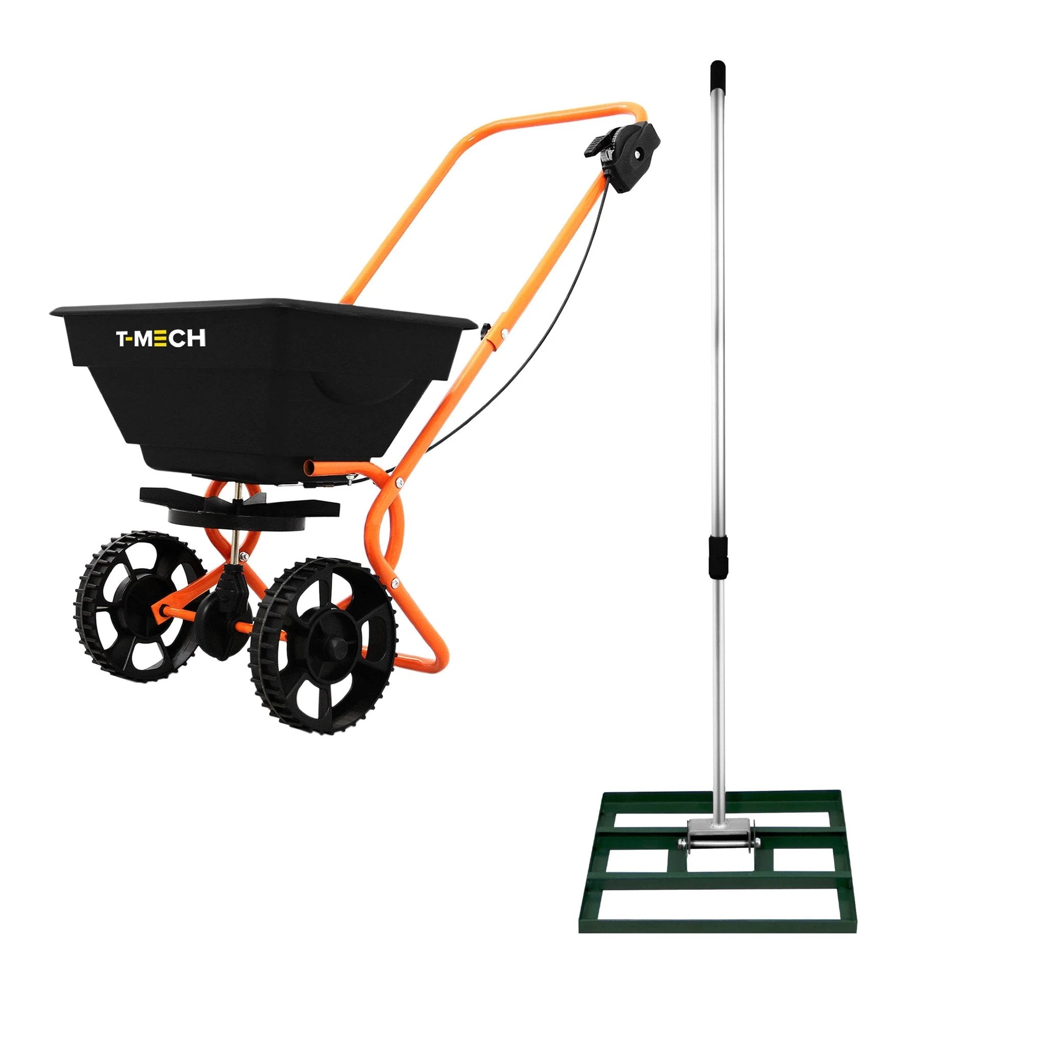Monster Shop Rotary Spreader & 50cm Lawn Leveller - Green -