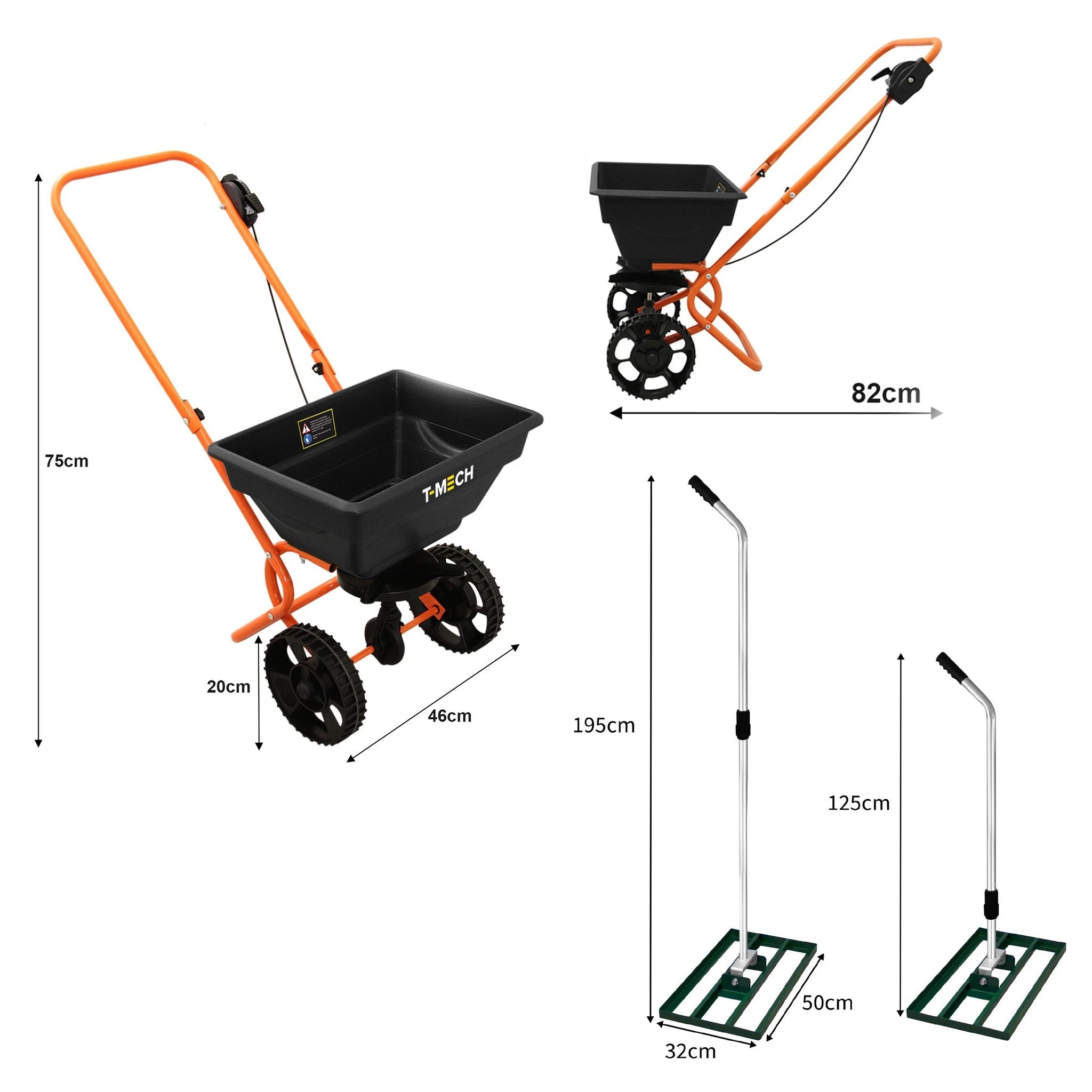 Monster Shop Rotary Spreader & 50cm Lawn Leveller - Green -