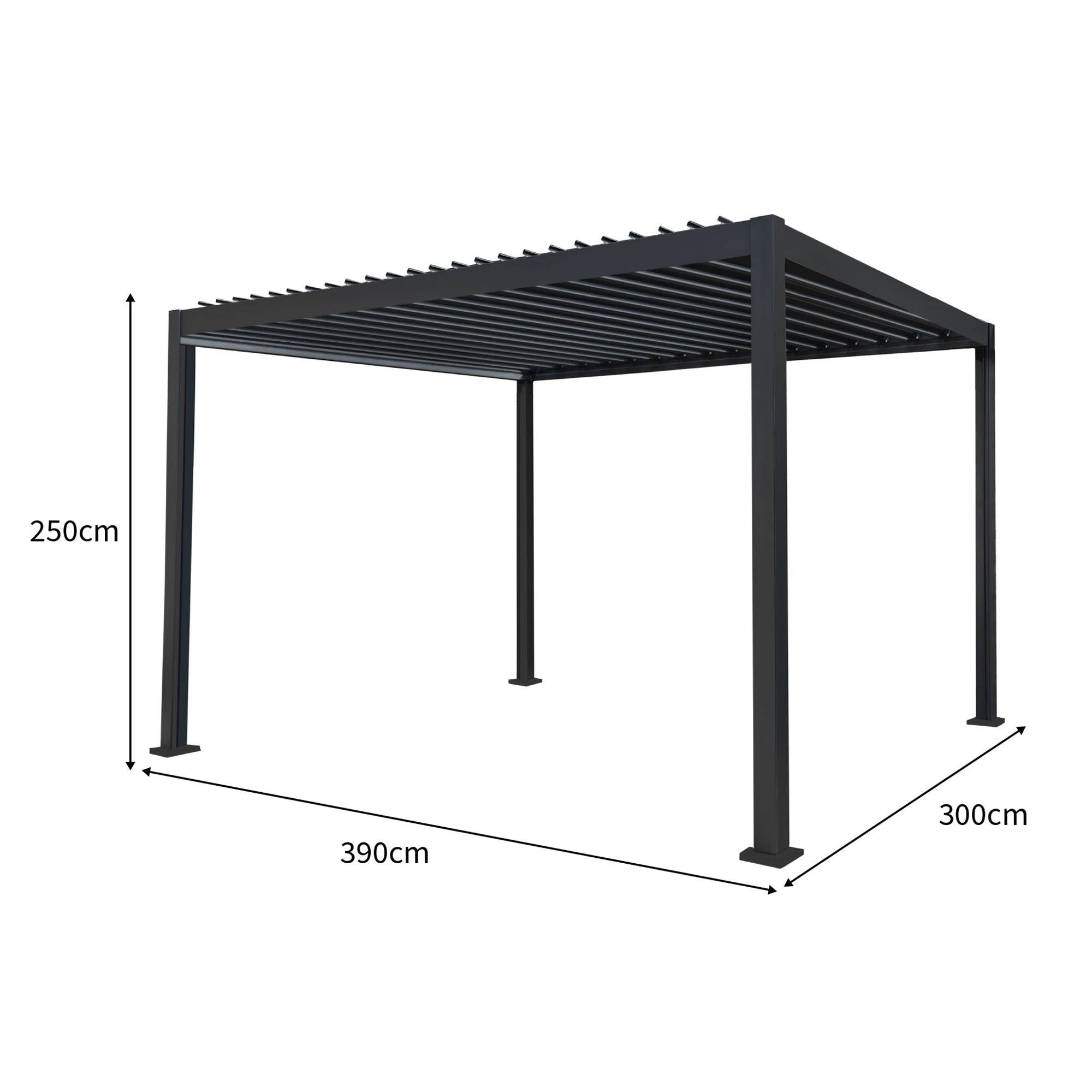 Anthracite Aluminium Pergola 3m x 4m LED Patio by Monster Shop