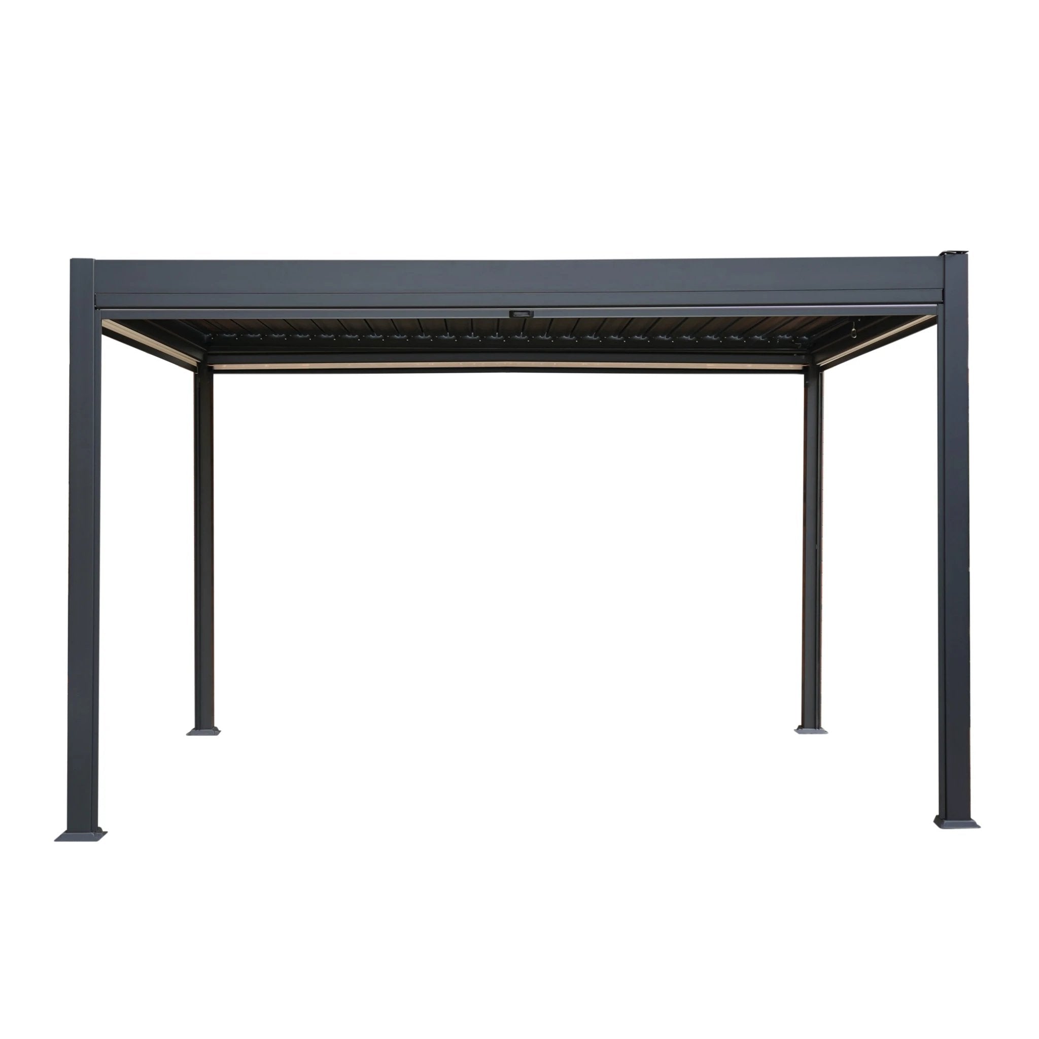 Anthracite Aluminium Pergola 3m By 4m White Blinds Weatherproof Outdoor Living Patio by Monster Shop