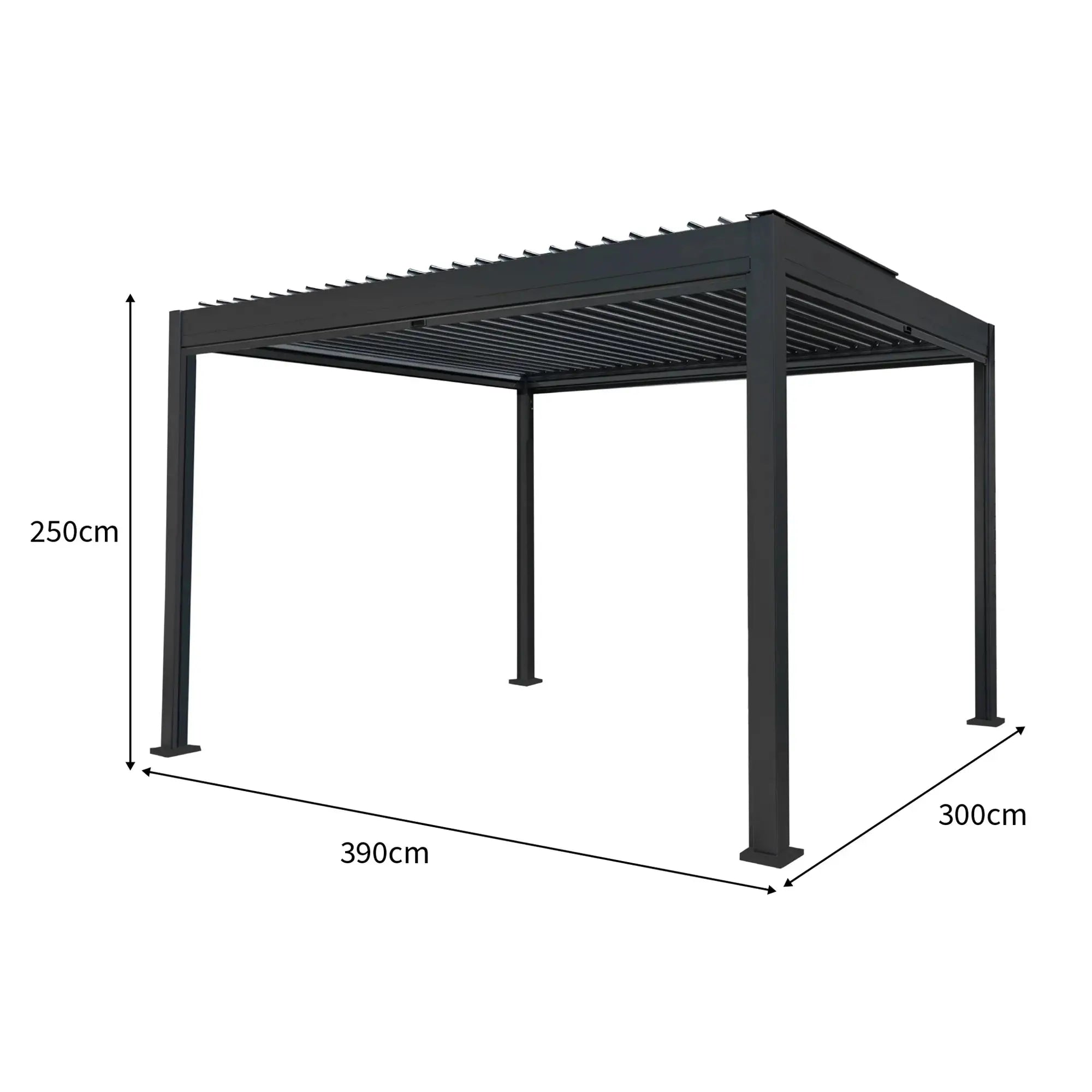 Monster Shop Aluminium Pergola With Anthracite Blinds - 3m x 4m -