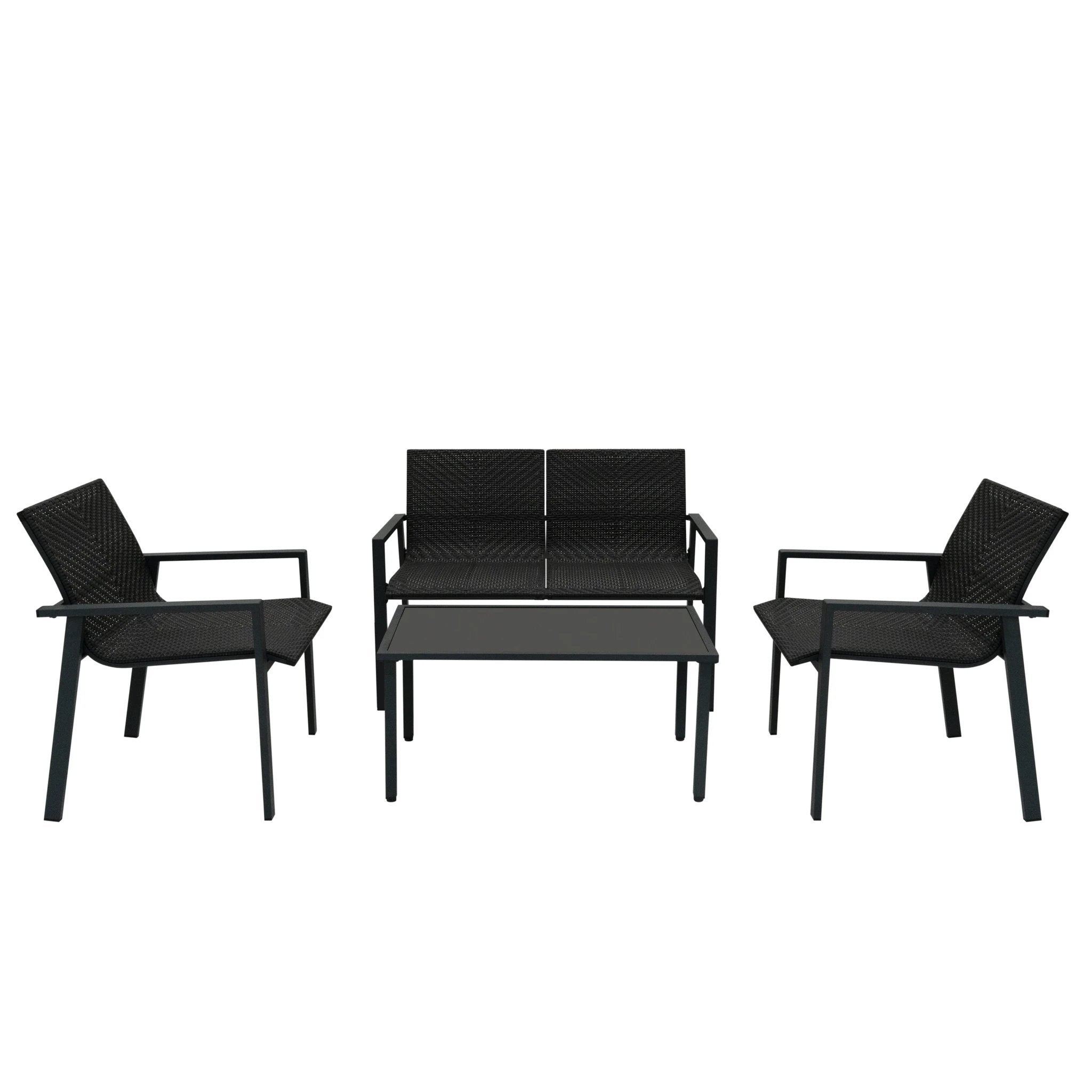Monster Shop Rattan Patio Furniture Set - Black -