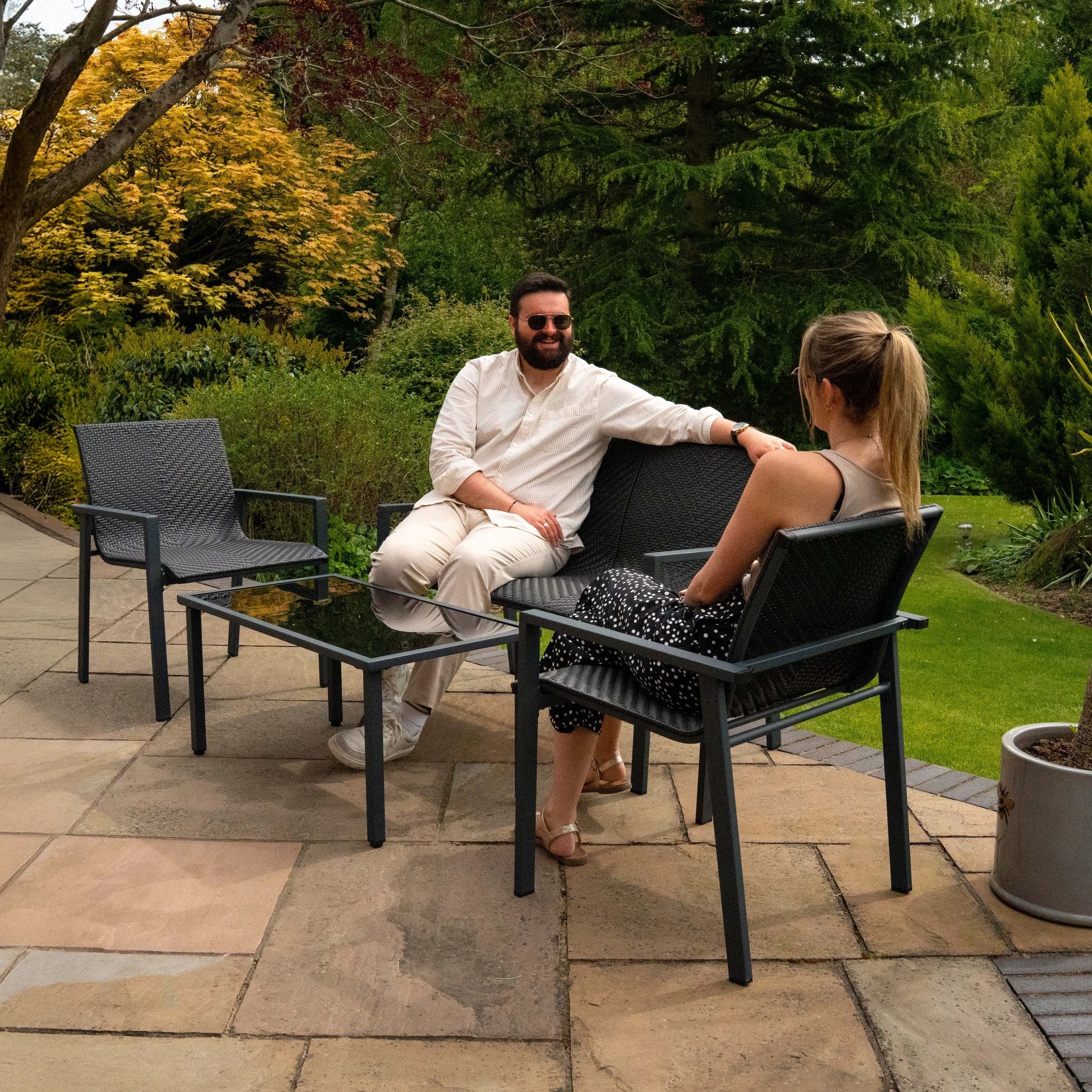 Monster Shop Rattan Patio Furniture Set - Black -