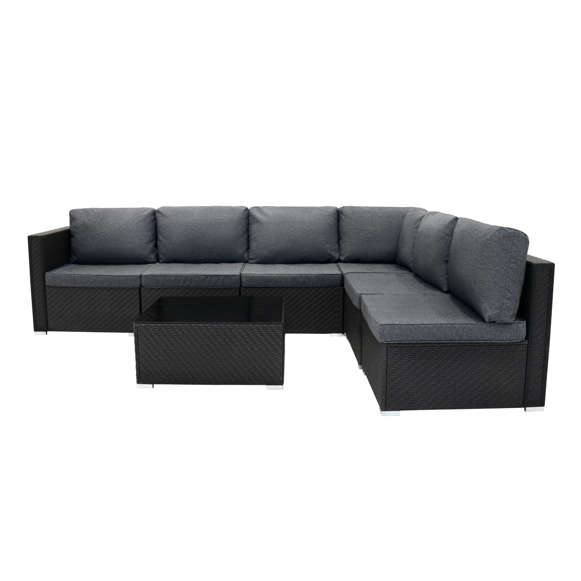 Rattan Modular 7 Piece Furniture Set - Black by Monster Shop