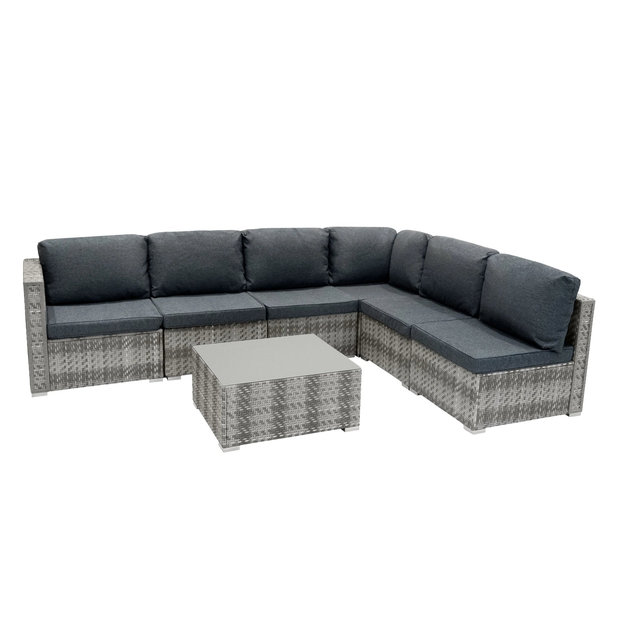 Rattan Modular 7 Piece Furniture Set - Grey by Monster Shop